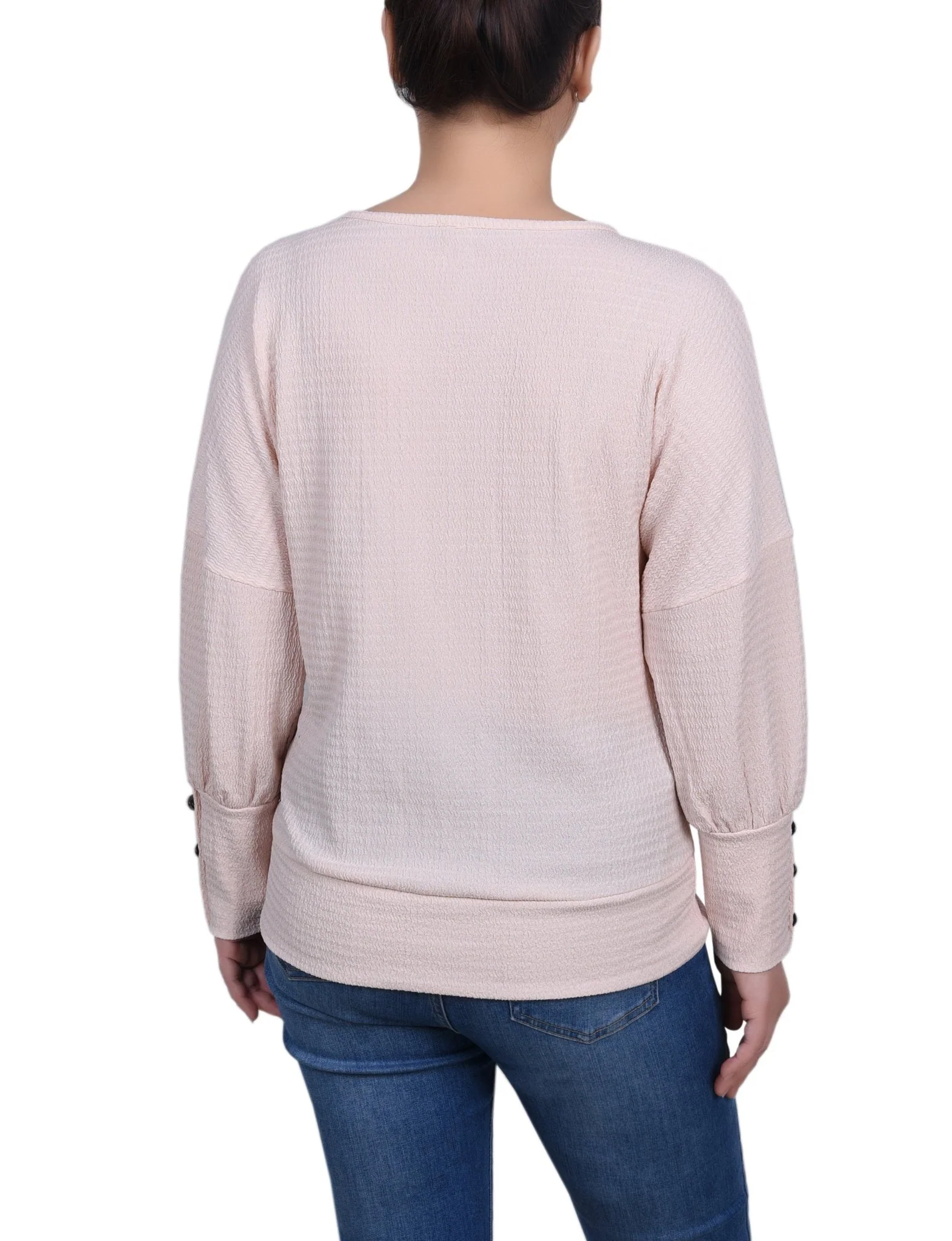 Long Sleeve Textured Knit Top - Petite - Image 8