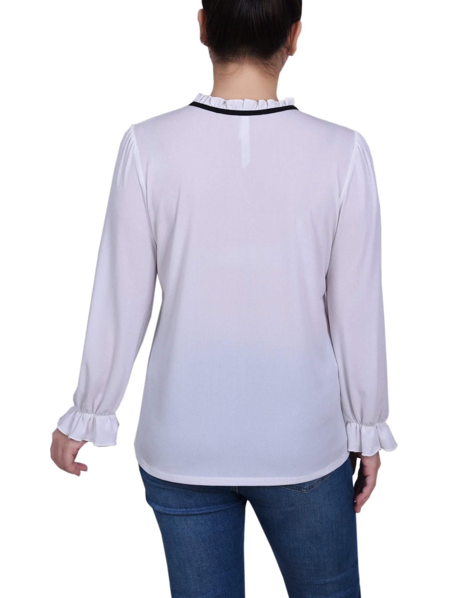 Long Sleeve Tie Neck Top - Petite - Image 8