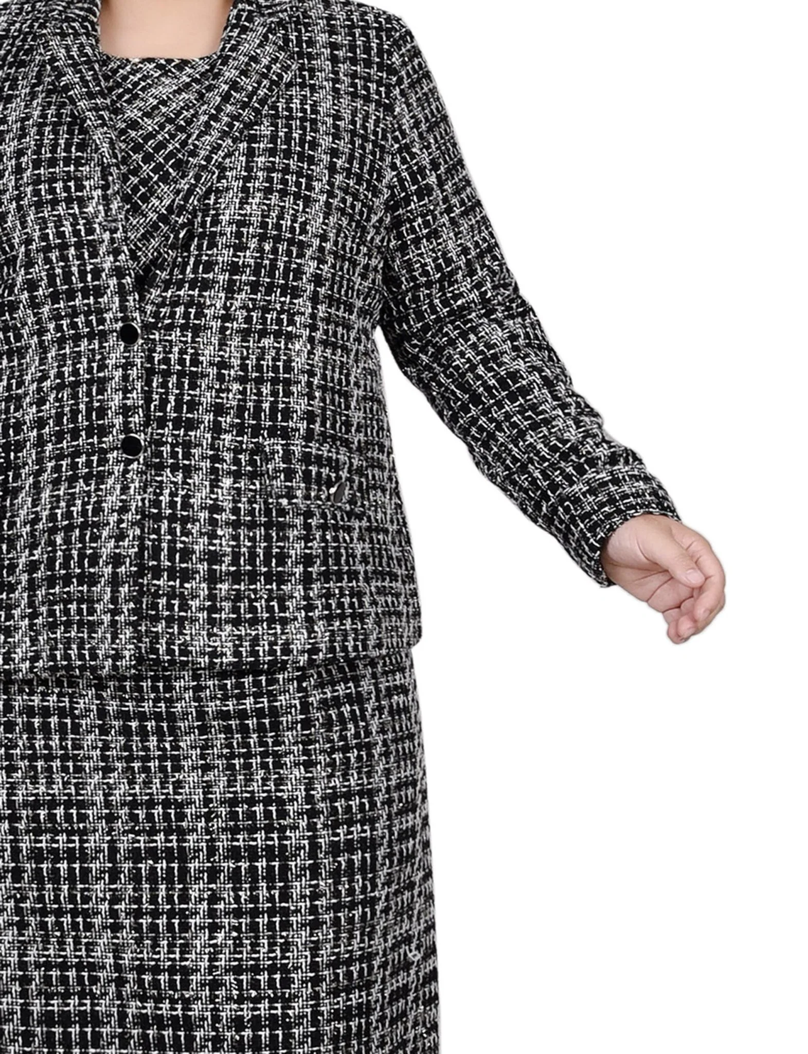 Long Sleeve Tweed Jacket With Dress - Plus - Image 4
