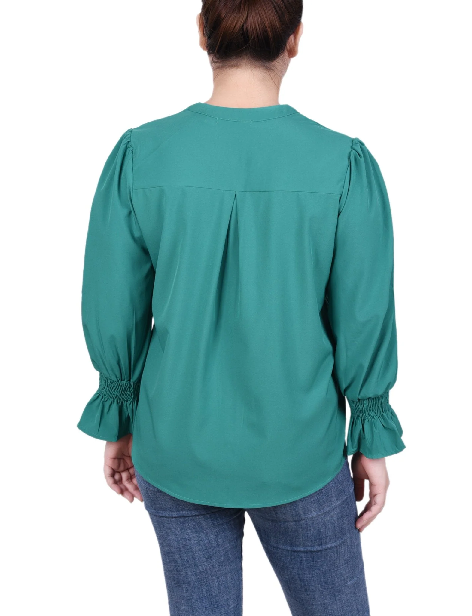 Long Sleeve Y Neck Blouse - Petite - Image 3