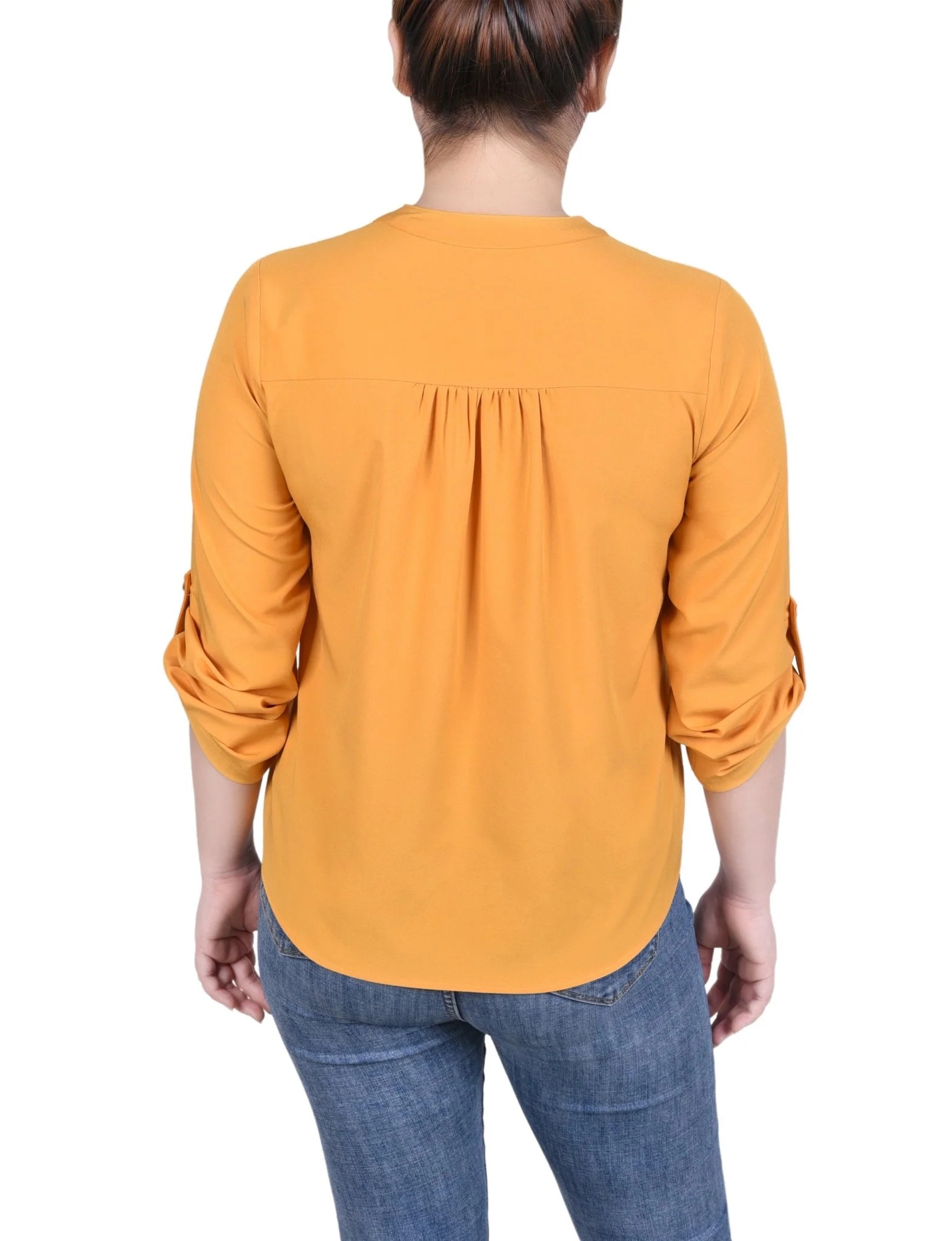 Long Tab-Sleeve Blouse With Pockets - Petite - Image 3