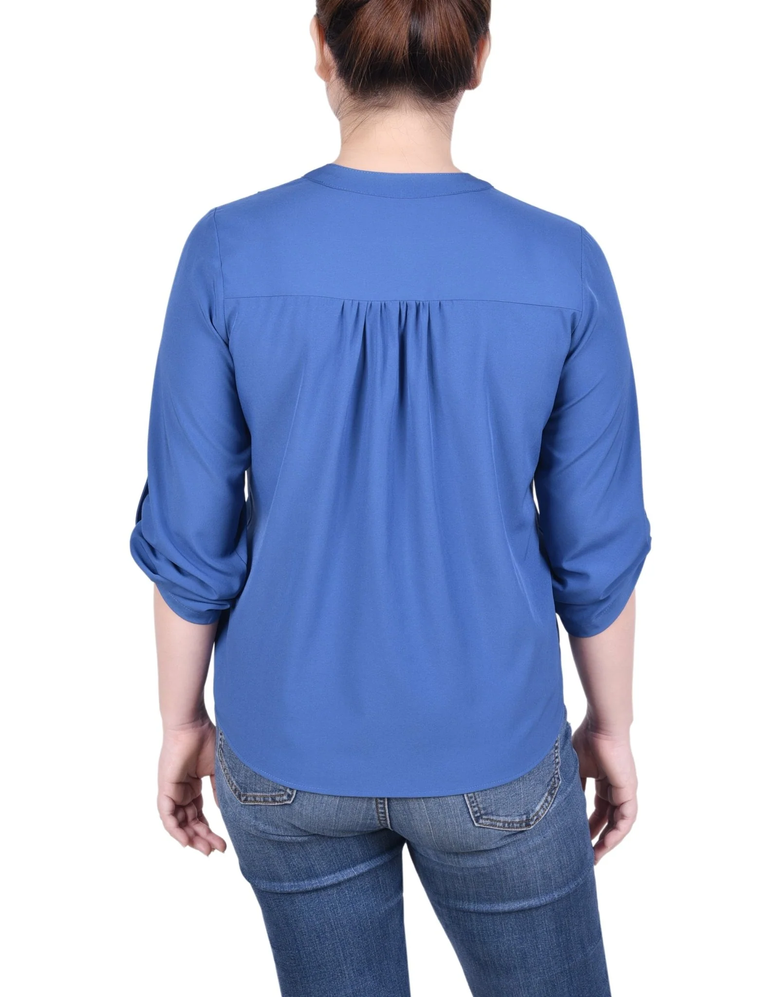 Long Tab-Sleeve Blouse With Pockets - Petite - Image 9