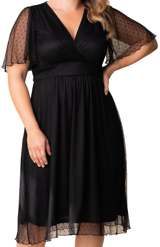 Margot Mesh Cocktail Dress, Black  - Plus - Image 3
