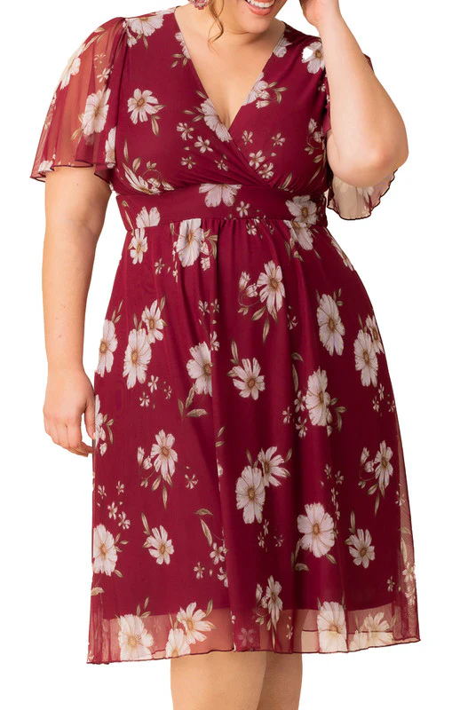 Margot Mesh Cocktail Dress, Floral  - Plus - Image 3