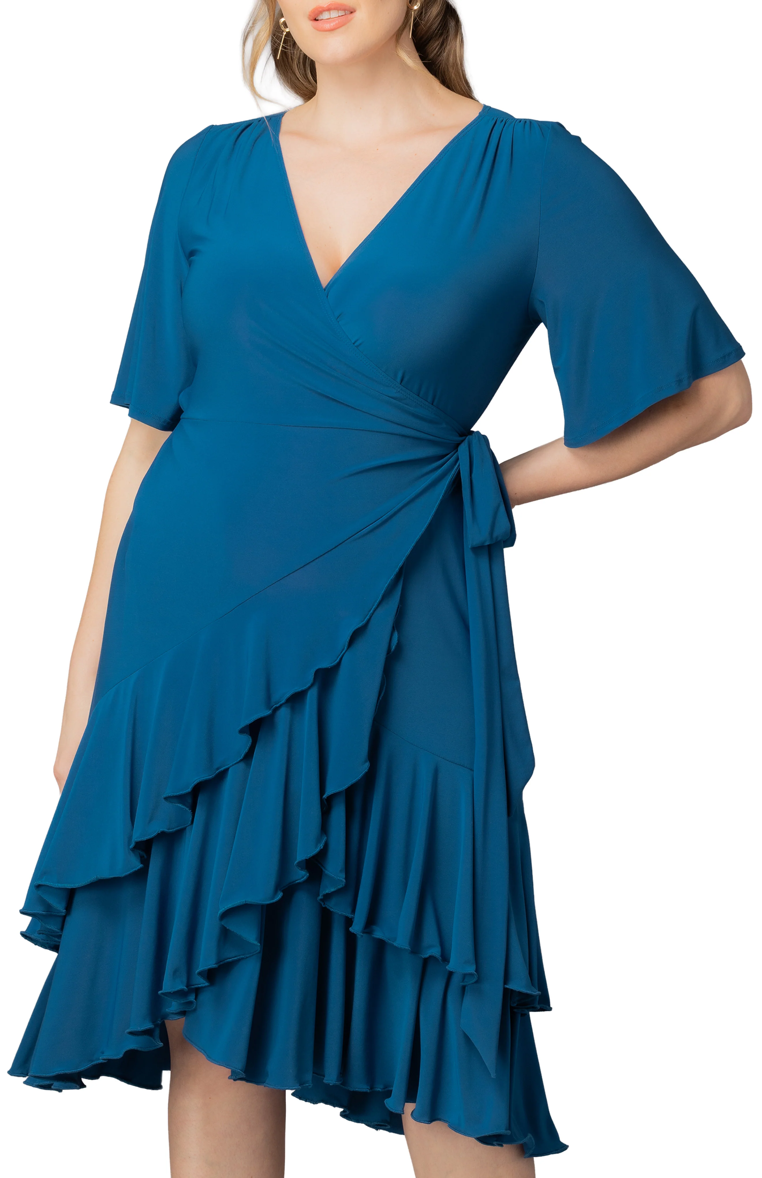 Miranda Wrap Dress  - Aegean Blue -  Plus - Image 3
