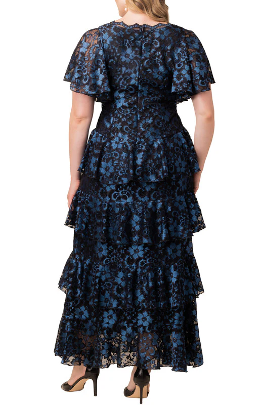 Mon Ange Tiered Lace Evening Gown - Twilight Noir - Plus - Image 2