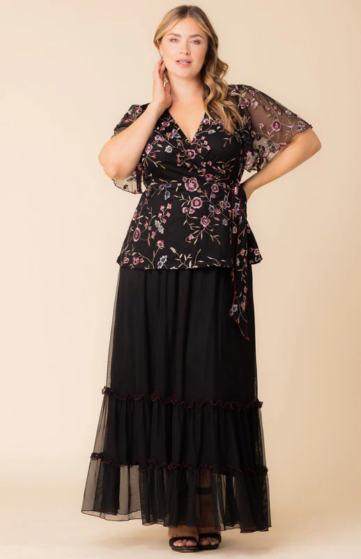 Moonlit Garden Rosalie Embroidered Wrap Top - Plus - Image 3