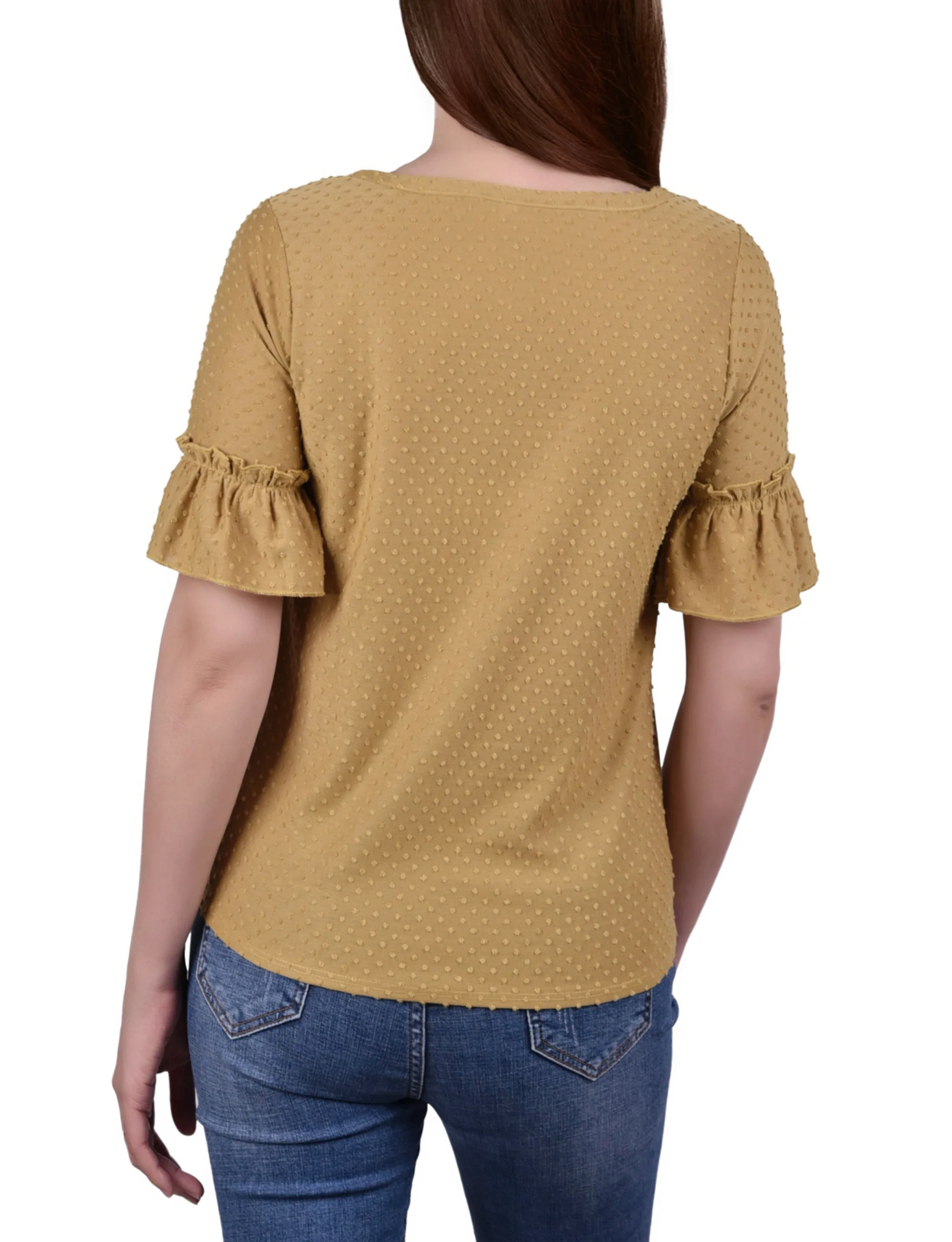 Mustard Bell Sleeve Top - Petite - Image 3