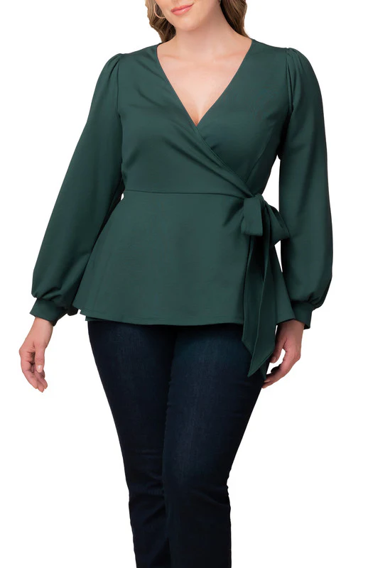 Natasha Long Sleeve Wrap Top - Plus - Image 2