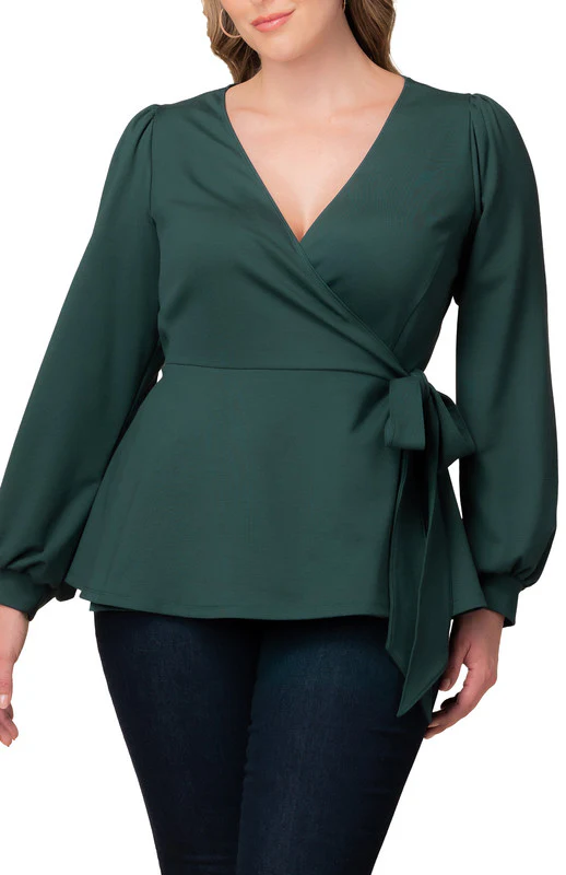 Natasha Long Sleeve Wrap Top - Plus - Image 4