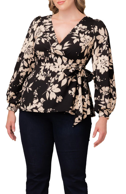 Natasha Long Sleeve Wrap Top - Plus - Image 7