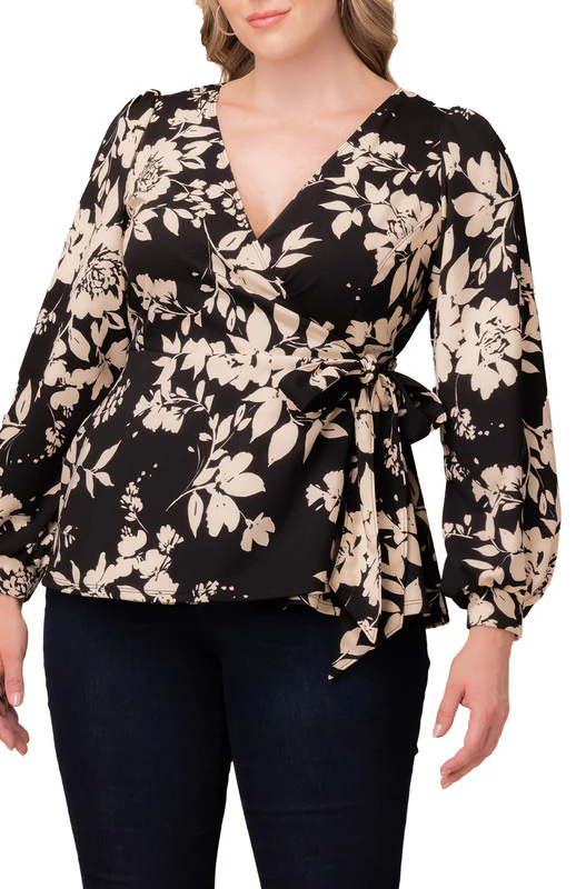 Natasha Long Sleeve Wrap Top - Plus - Image 9