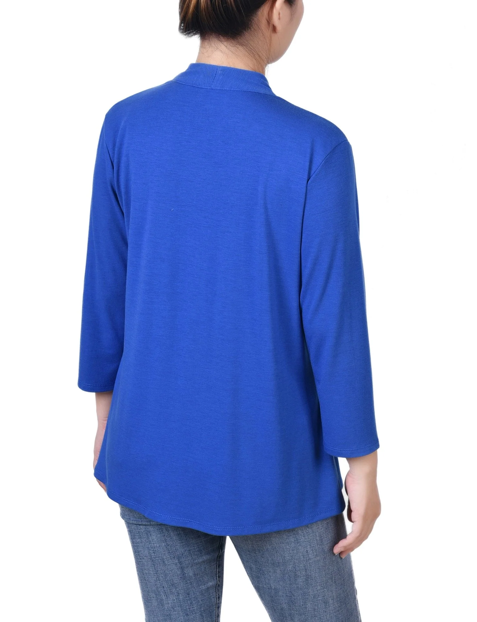 Nautical Blue Solid 3/4 Sleeve Cardigan - Image 4