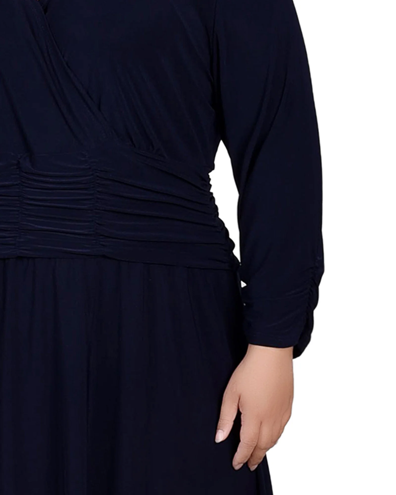 Navy Ruched A-Line Dress - Plus - Image 4