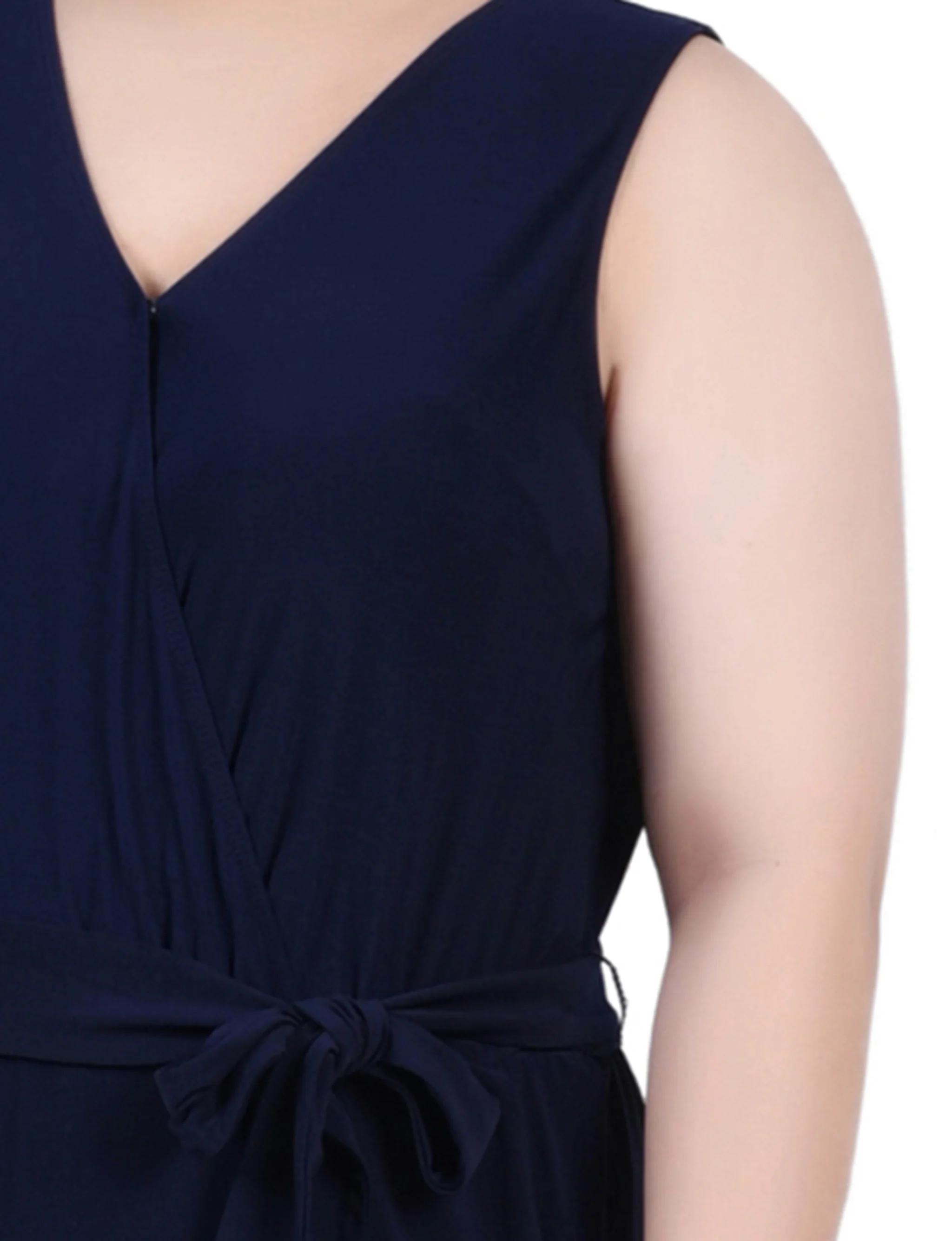 Navy Sleeveless Belted Jumpsuit - Plus - Image 3