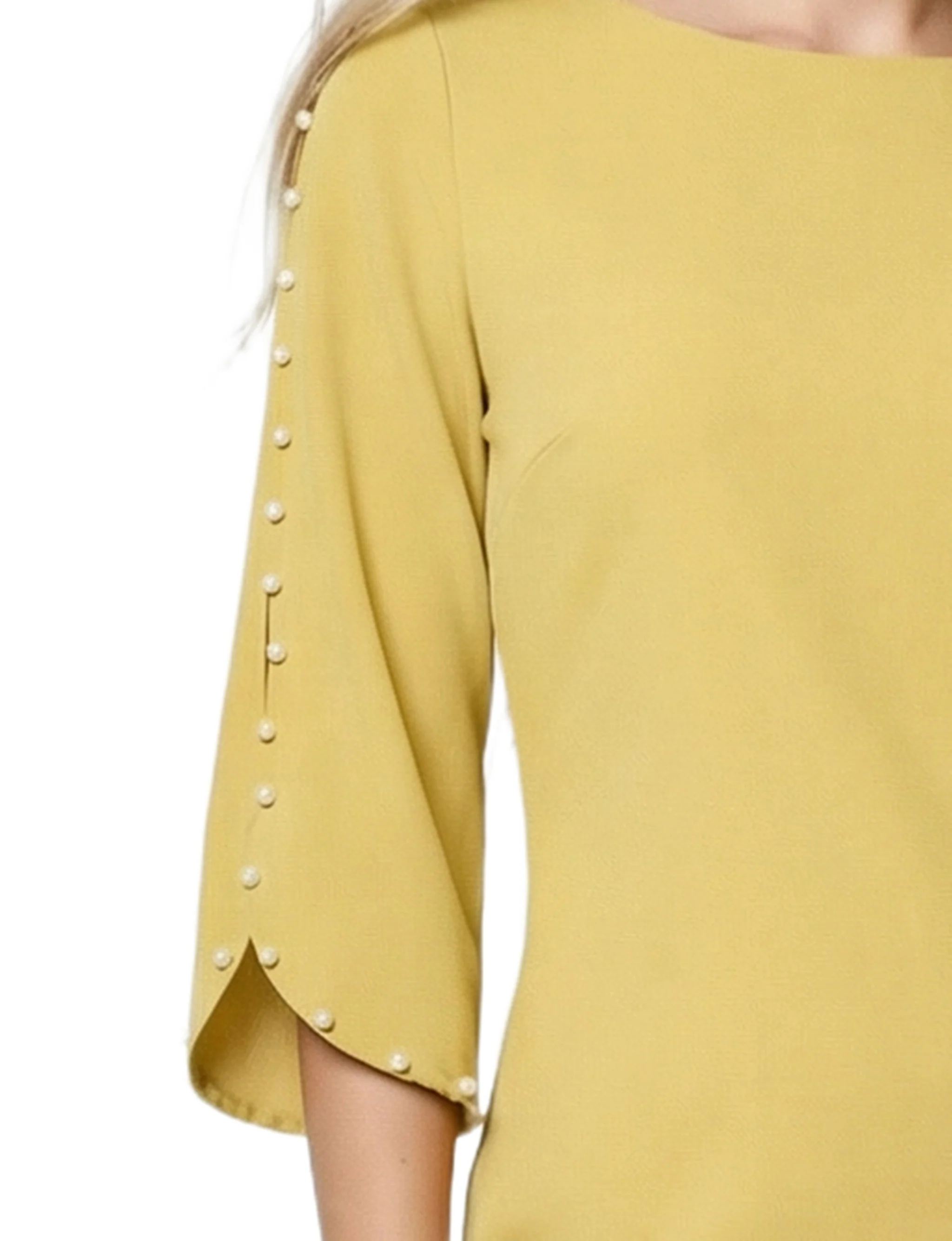 NY Collection 3/4 Pearl-Detail Petal Sleeve Dress - Image 2