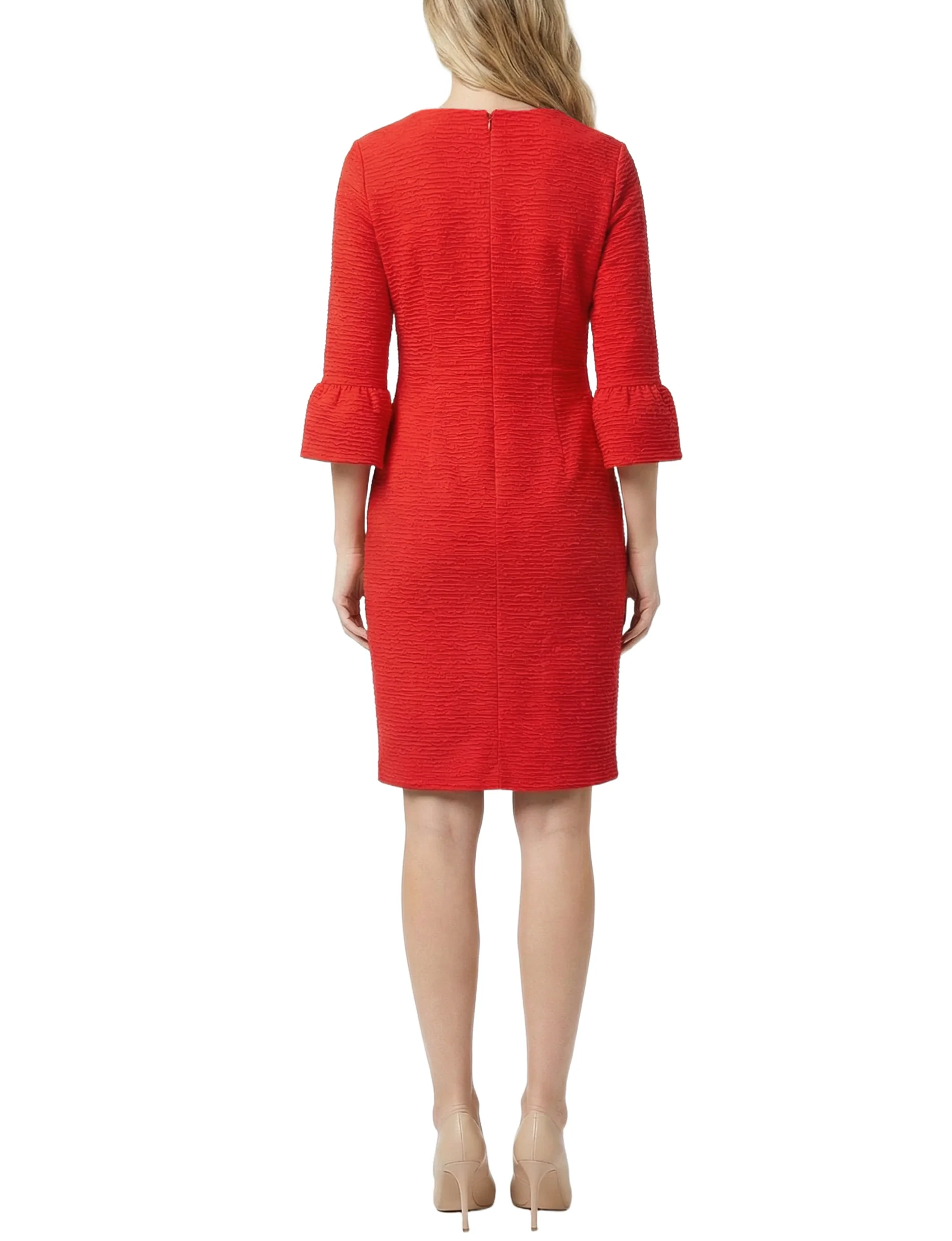 NY Collection 3/4 Sleeve Pearl Detail Dress - Image 4