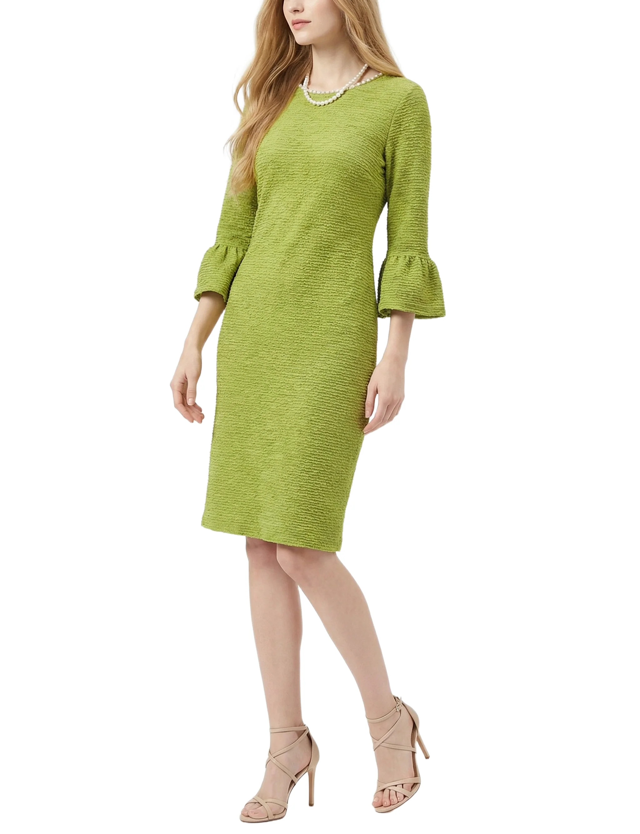 NY Collection 3/4 Sleeve Pearl Detail Dress - Image 5