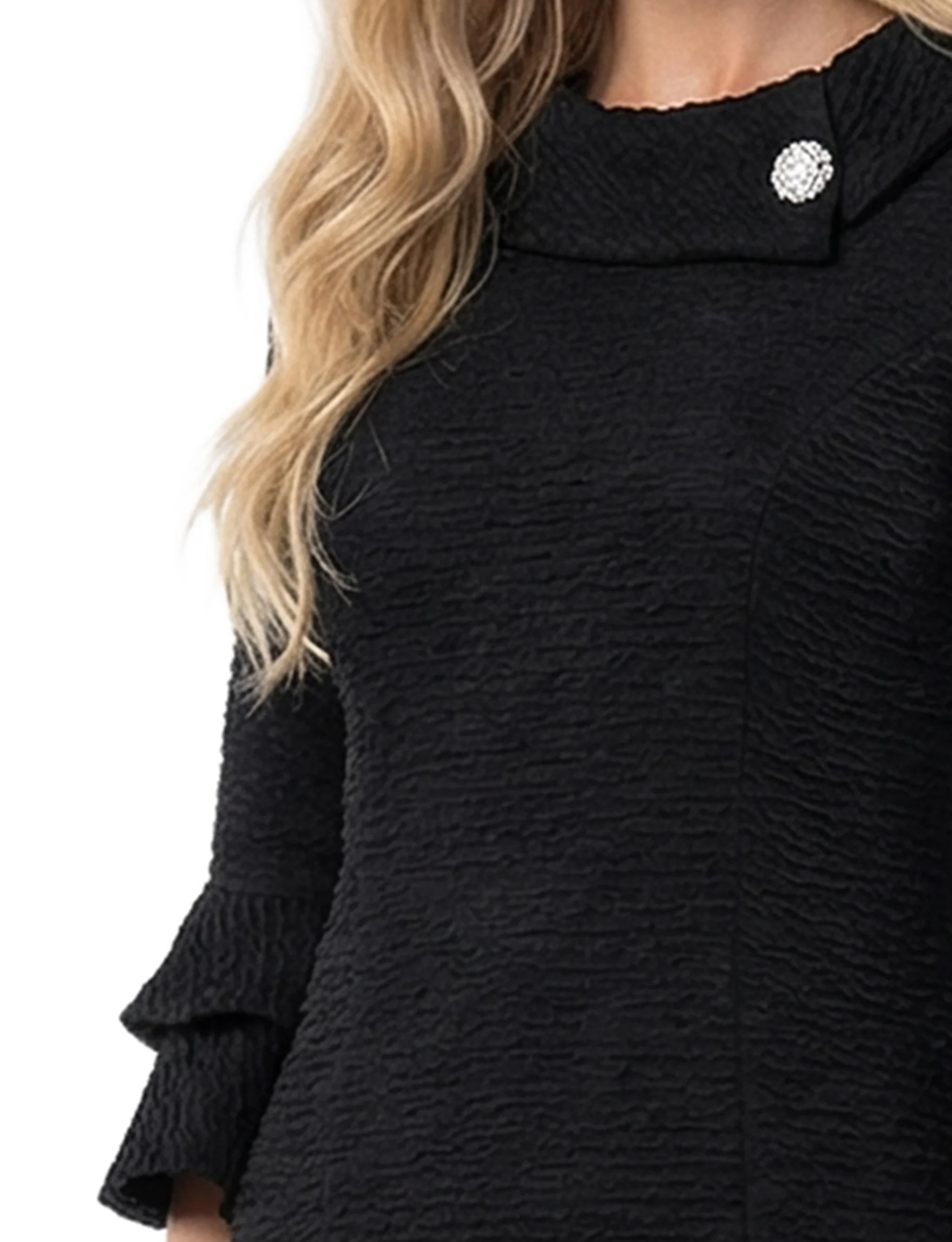 NY Collection 3/4 Sleeve Shawl Collar Dress - Image 2