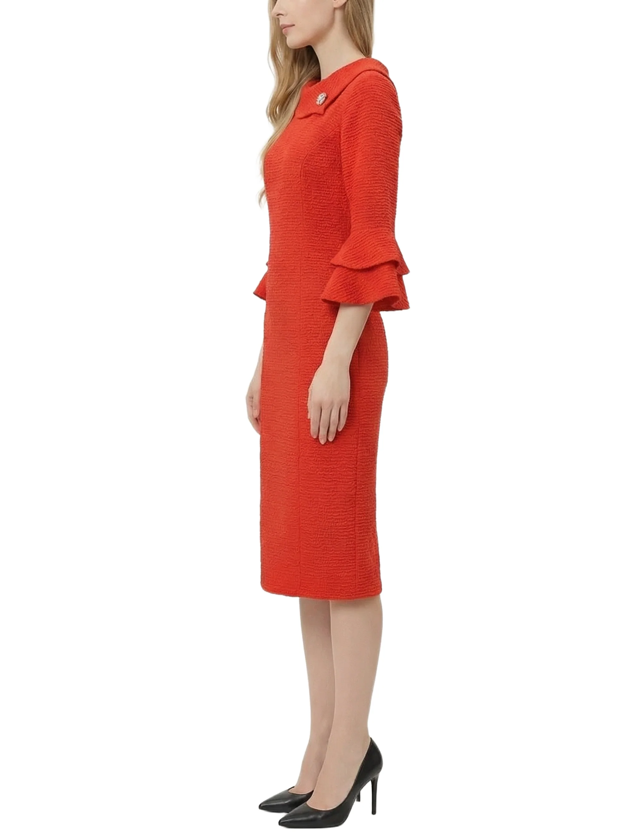 NY Collection 3/4 Sleeve Shawl Collar Dress - Image 7