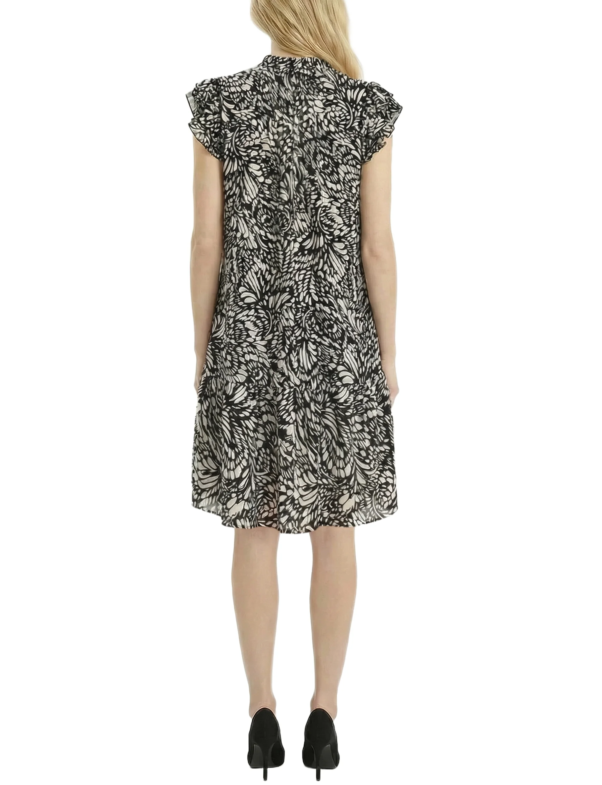 NY Collection Flutter Sleeve Flounced Dress - Image 4