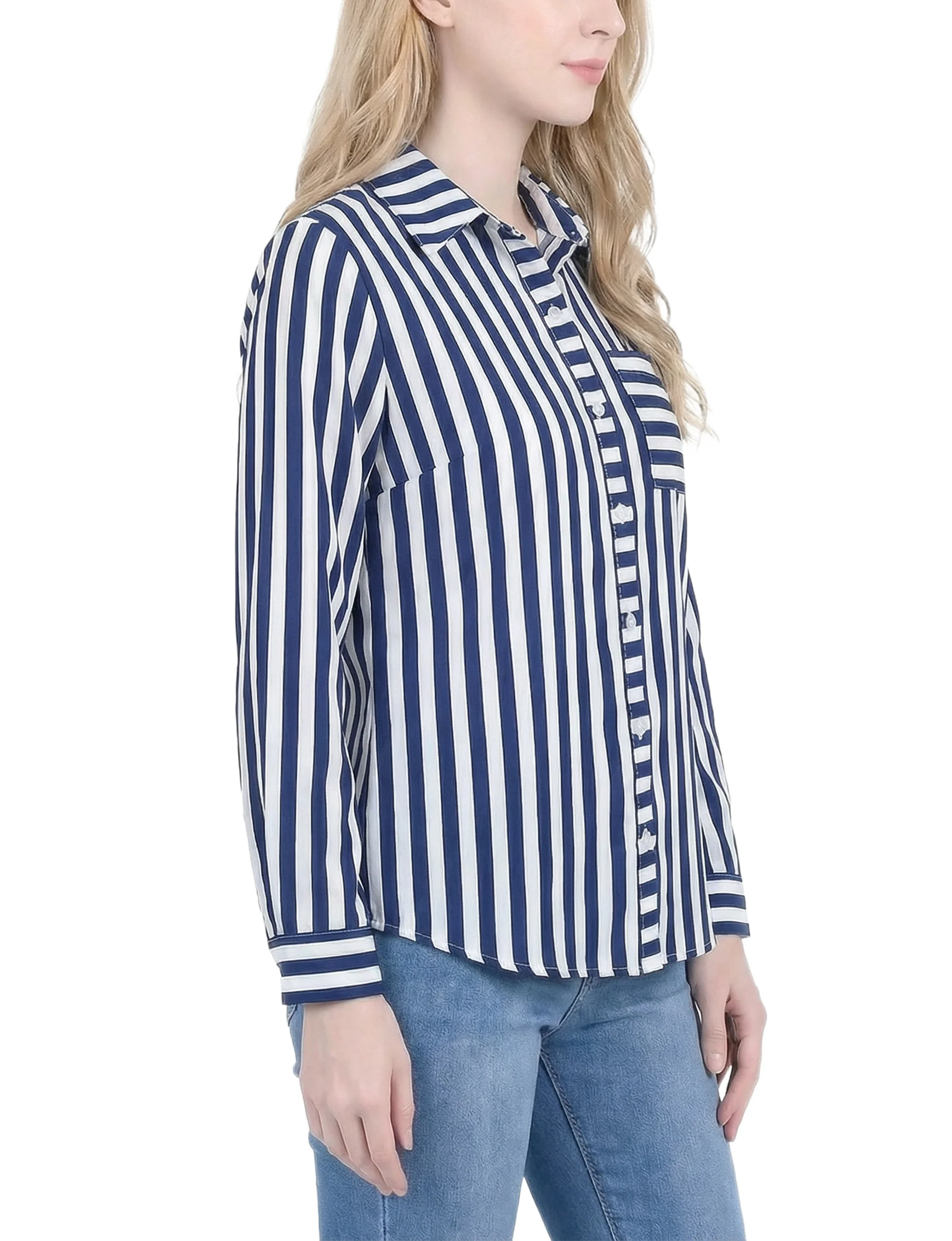 NY Collection Long Sleeve Blouse With Chest Pocket - Image 15