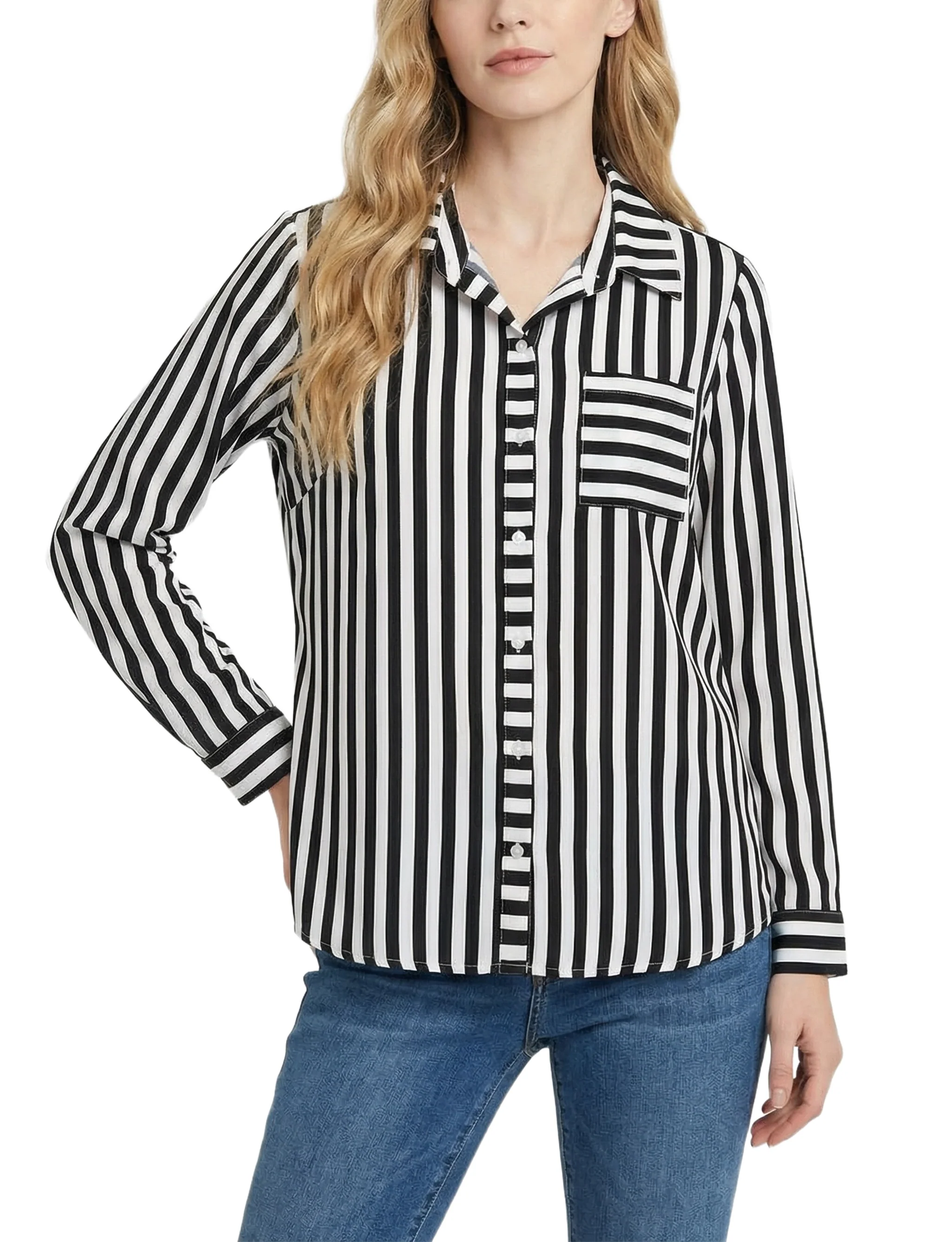 NY Collection Long Sleeve Blouse With Chest Pocket - Image 5