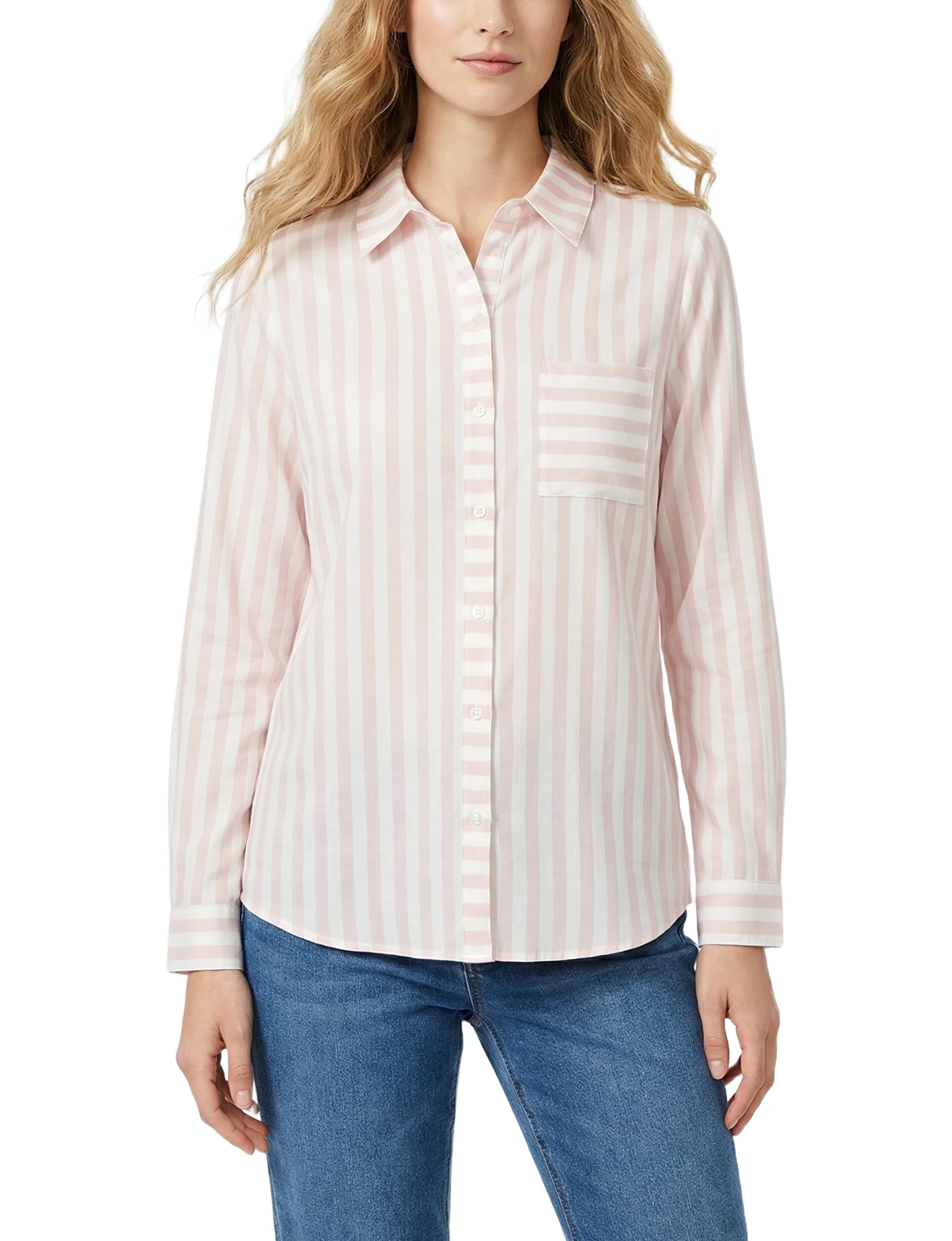 NY Collection Long Sleeve Blouse With Chest Pocket - Image 9