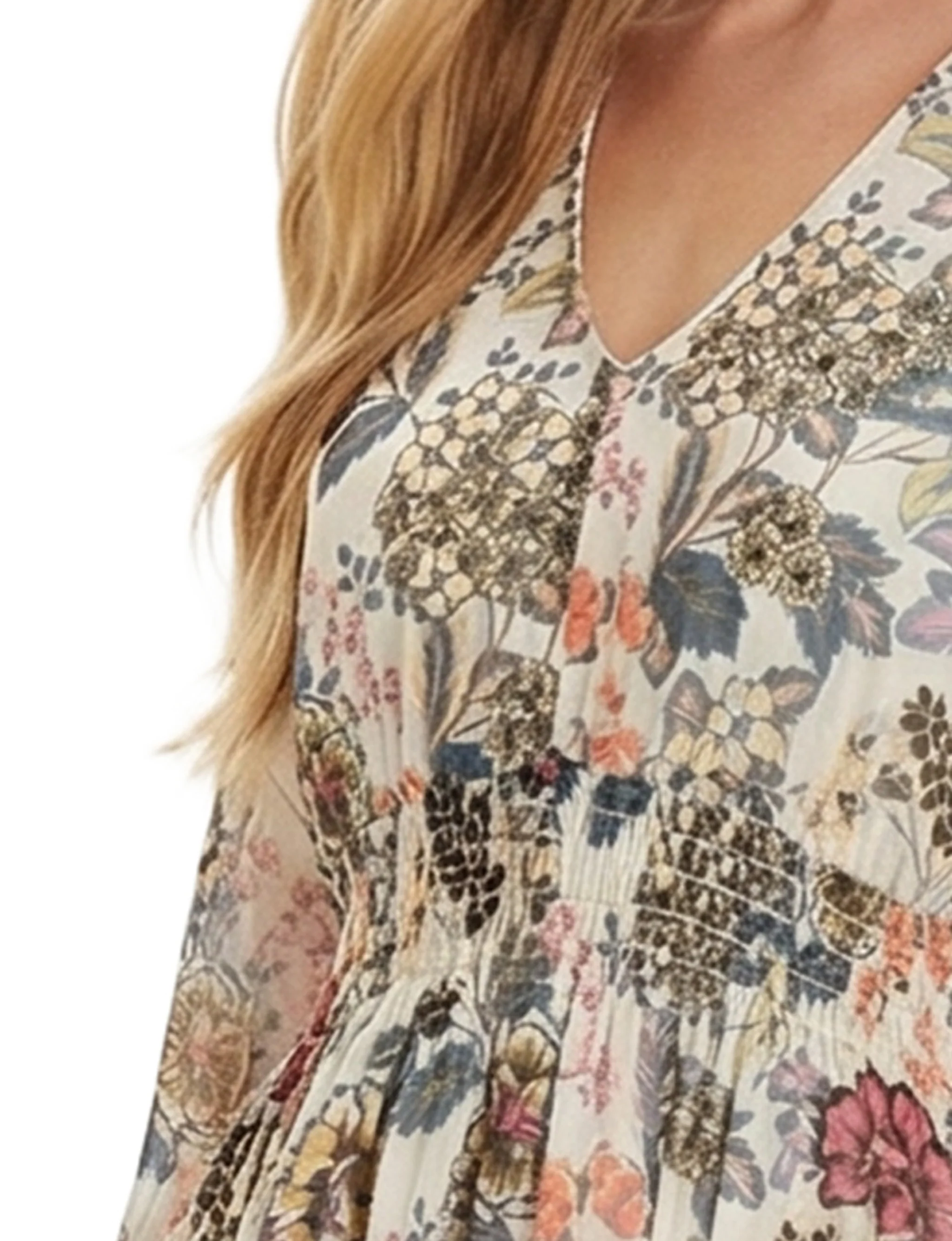 NY Collection Long Sleeve Clip Dot Chiffon Dress With Smocked Waist and Cuffs - Image 2