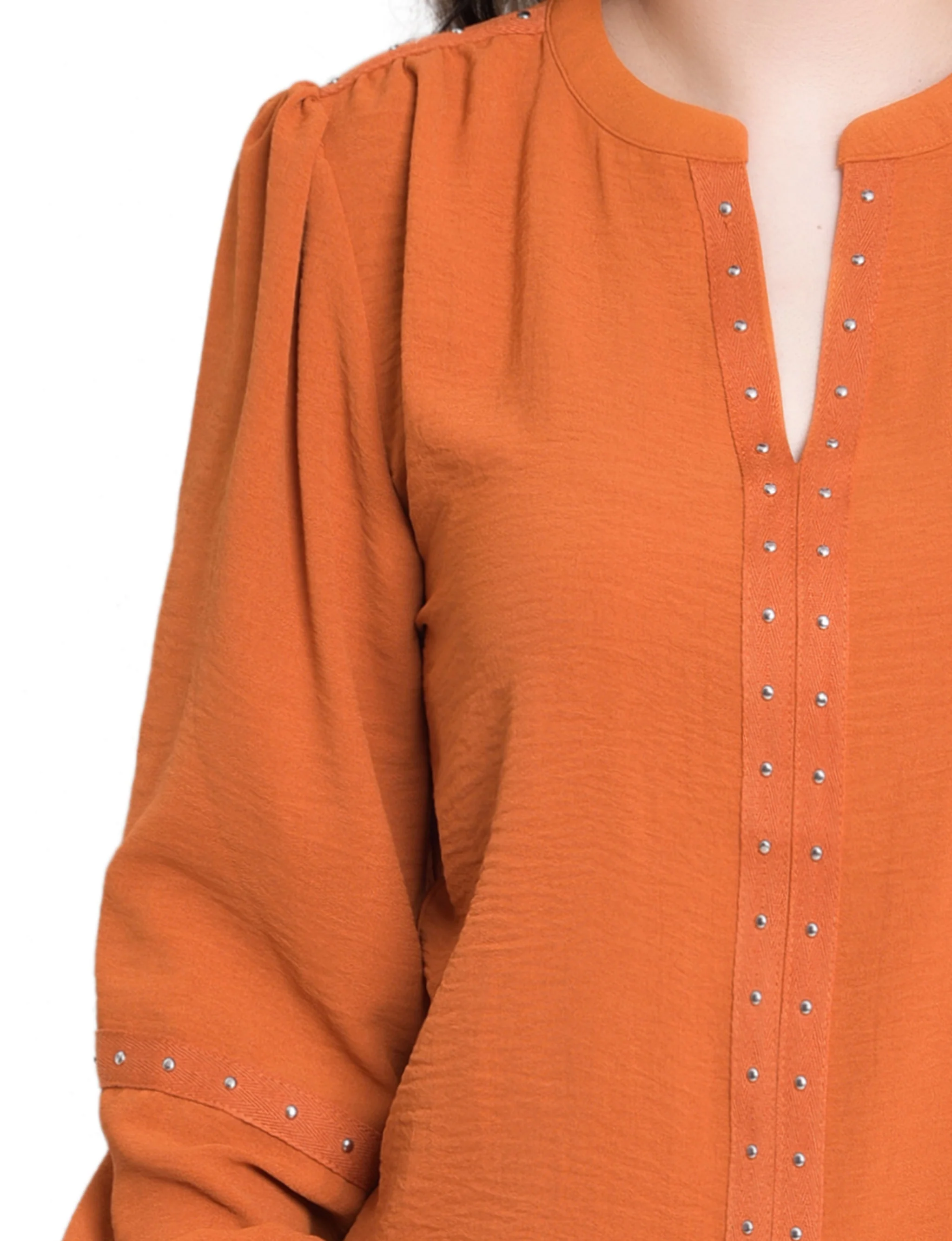 NY Collection Long Sleeve Studded Blouse - Image 2