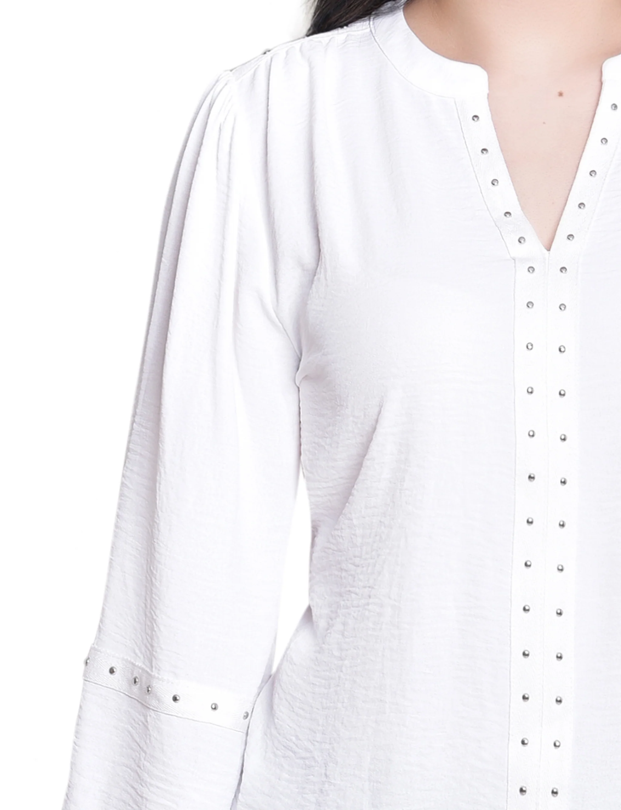 NY Collection Long Sleeve Studded Blouse - Image 6