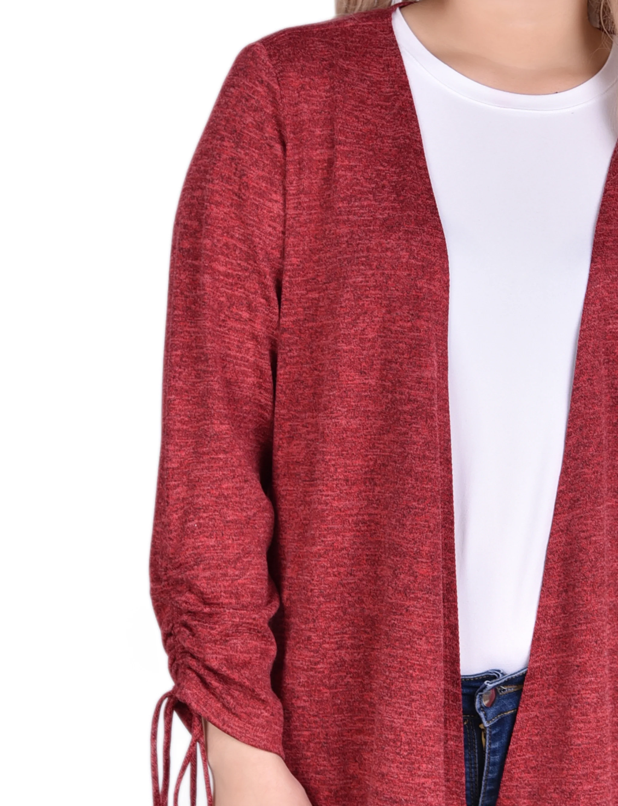 NY Collection Missy Long Sleeve Hi Lo Hem Cardigan - Jester Red - Image 3