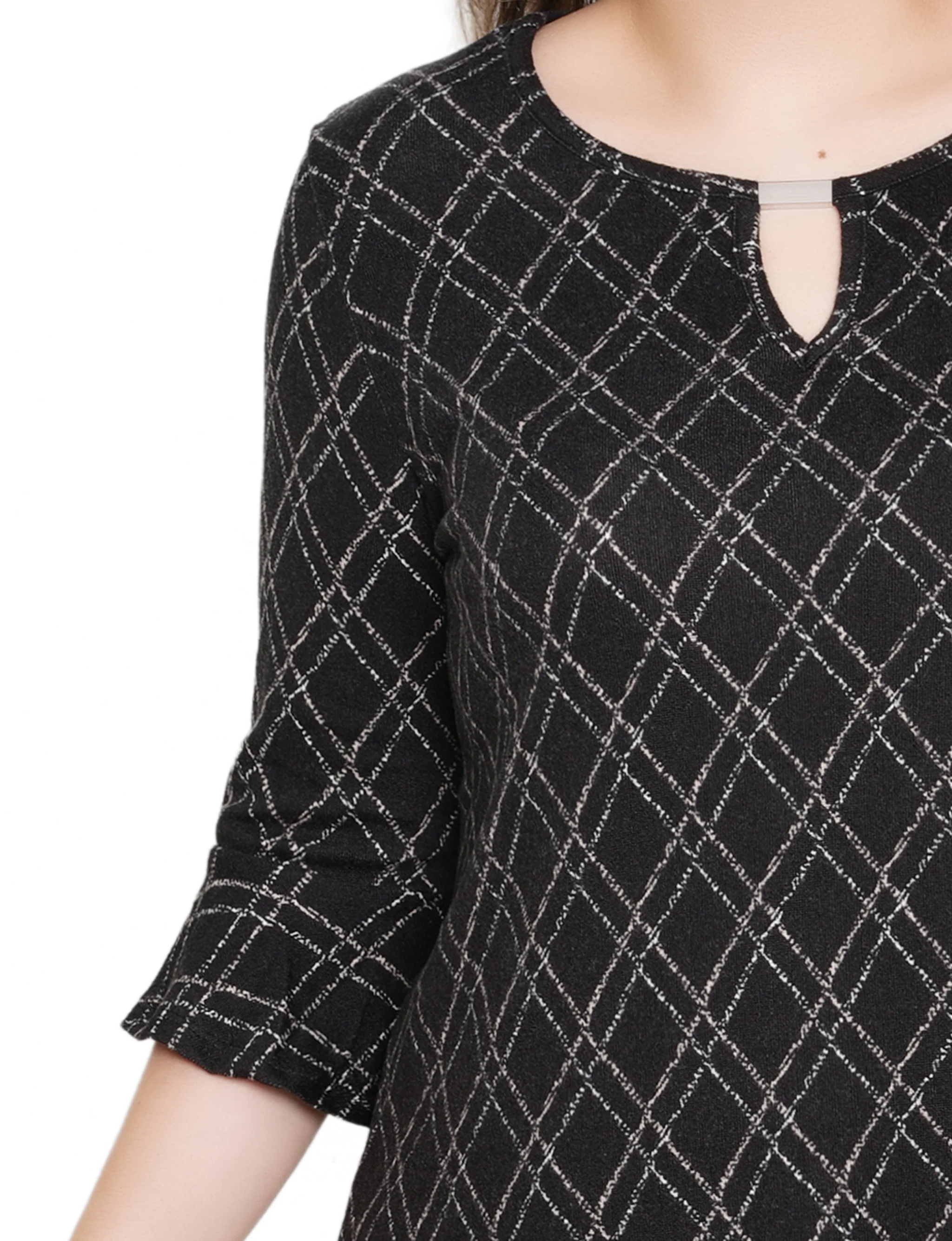NY Collection Petite 3/4 Bell Sleeve Top With Hardware - Image 2