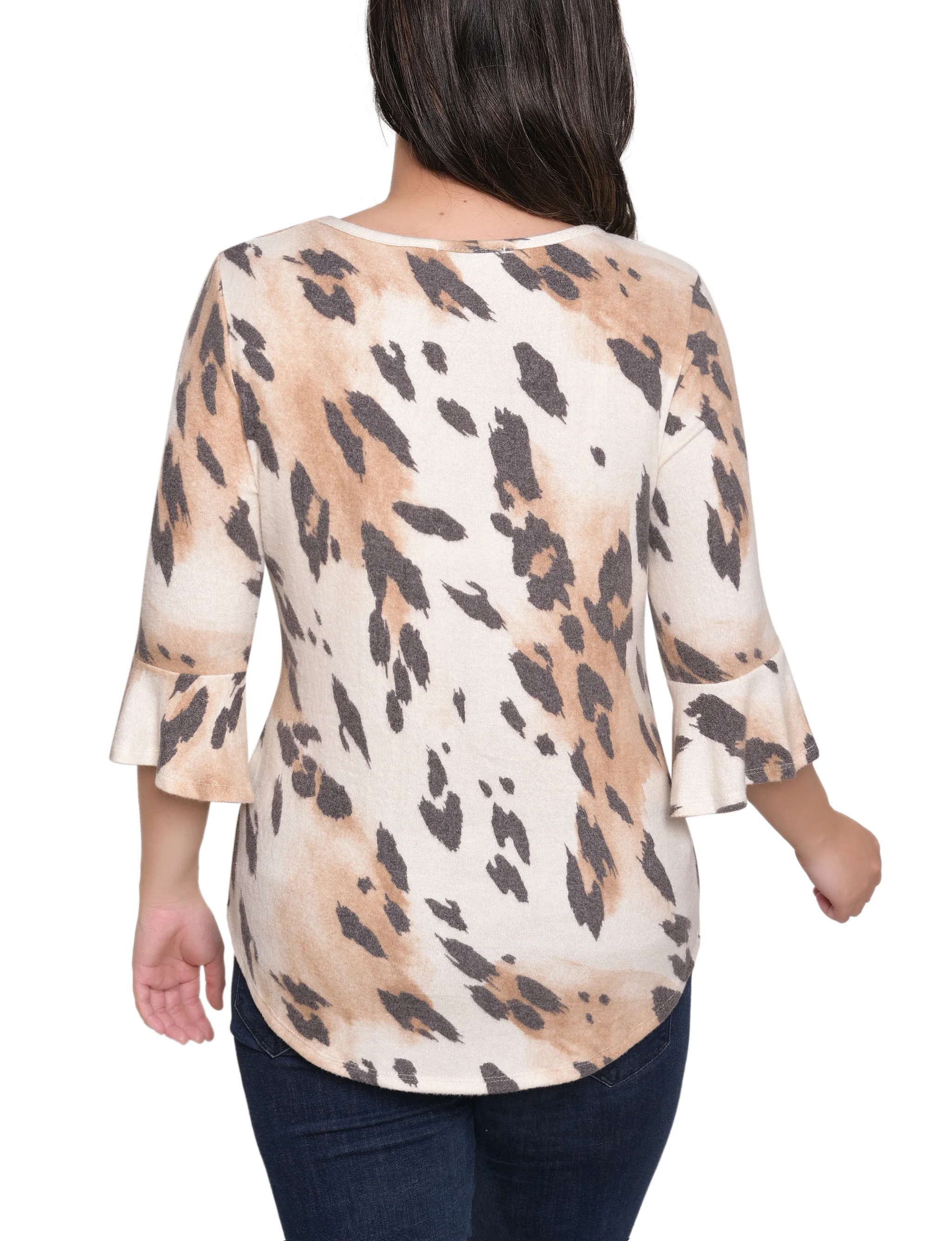 NY Collection Petite 3/4 Bell Sleeve Top With Hardware - Image 20