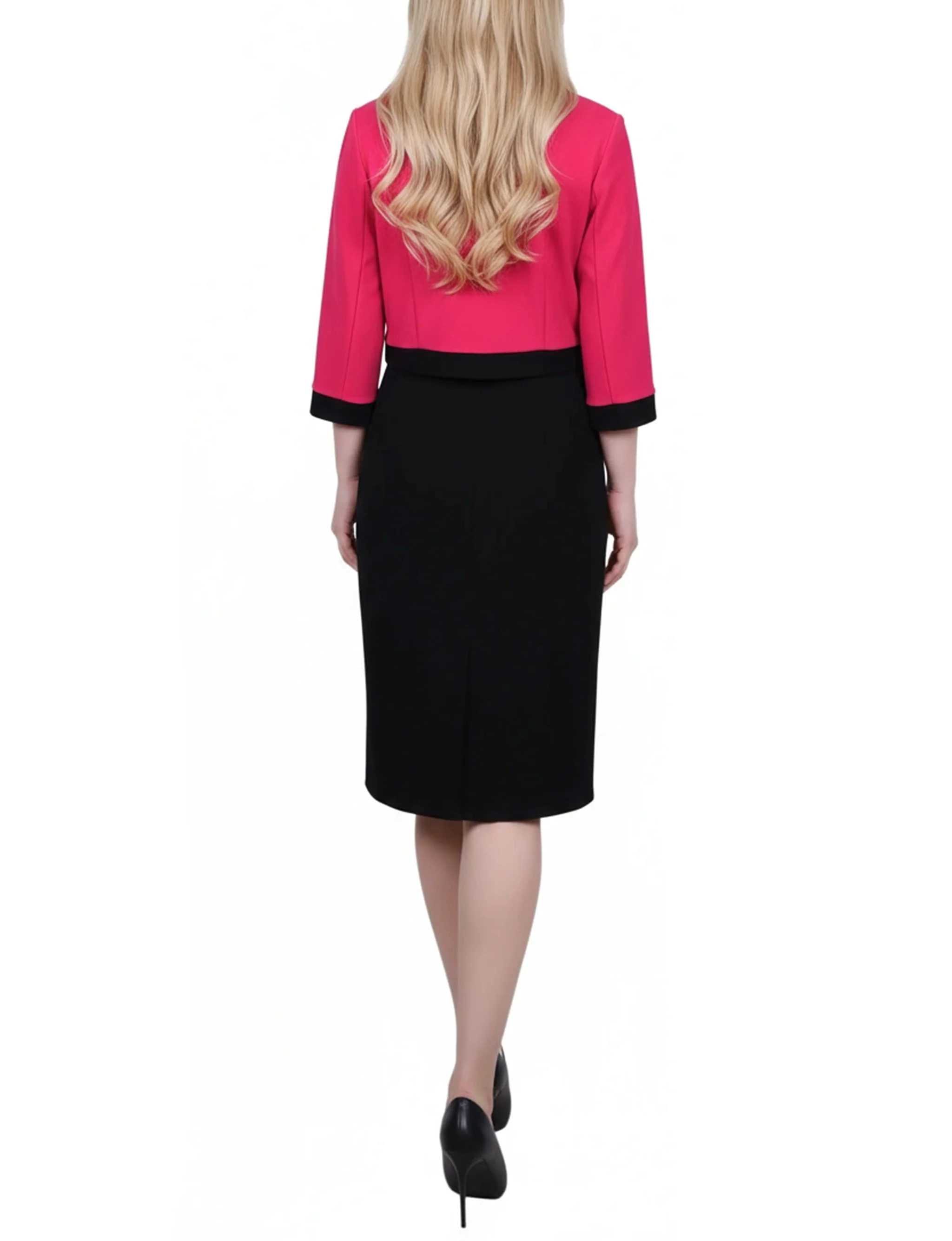 NY Collection Petite 3/4 Sleeve 2 Piece Colorblocked Dress Set - Image 10
