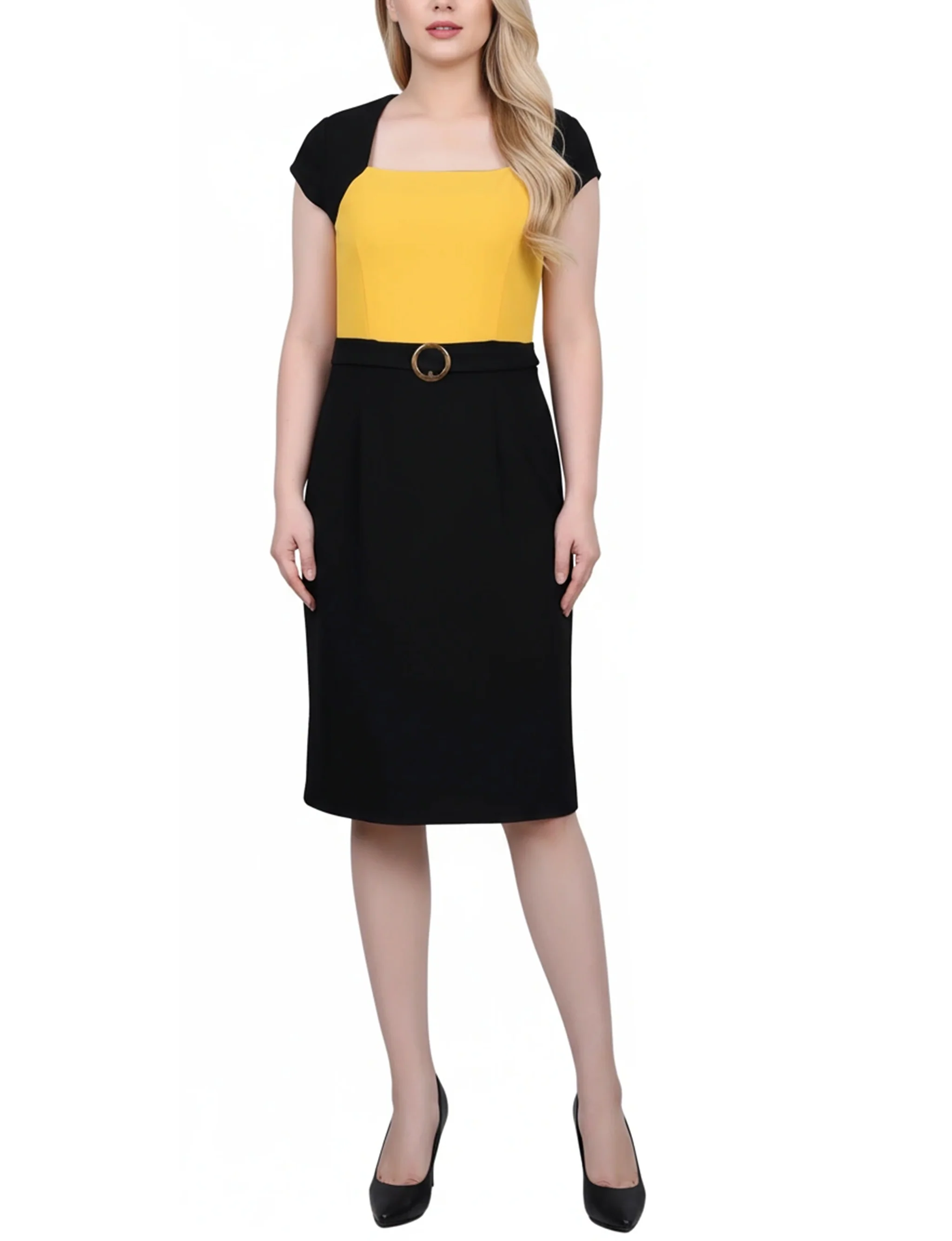 NY Collection Petite 3/4 Sleeve 2 Piece Colorblocked Dress Set - Image 5