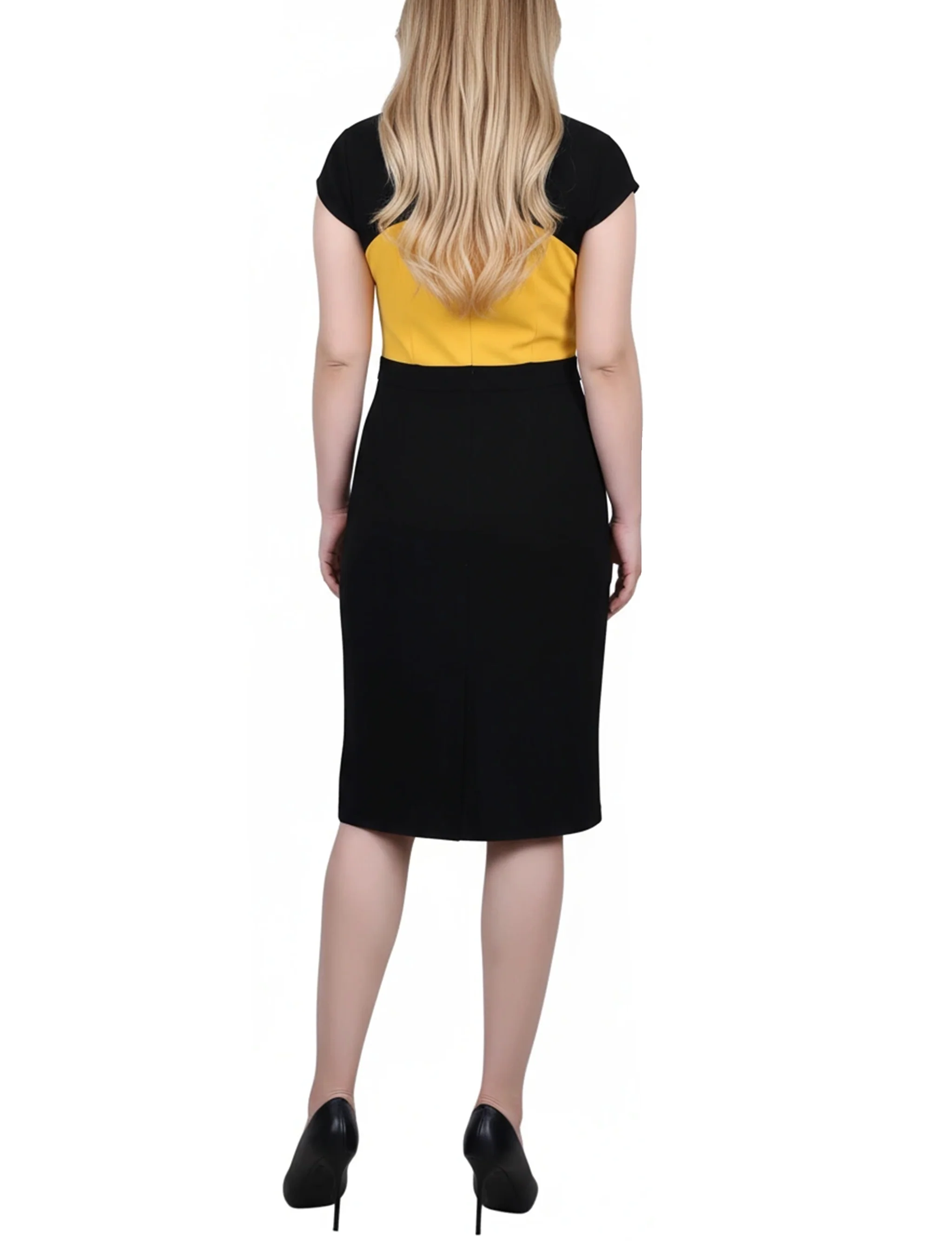 NY Collection Petite 3/4 Sleeve 2 Piece Colorblocked Dress Set - Image 6
