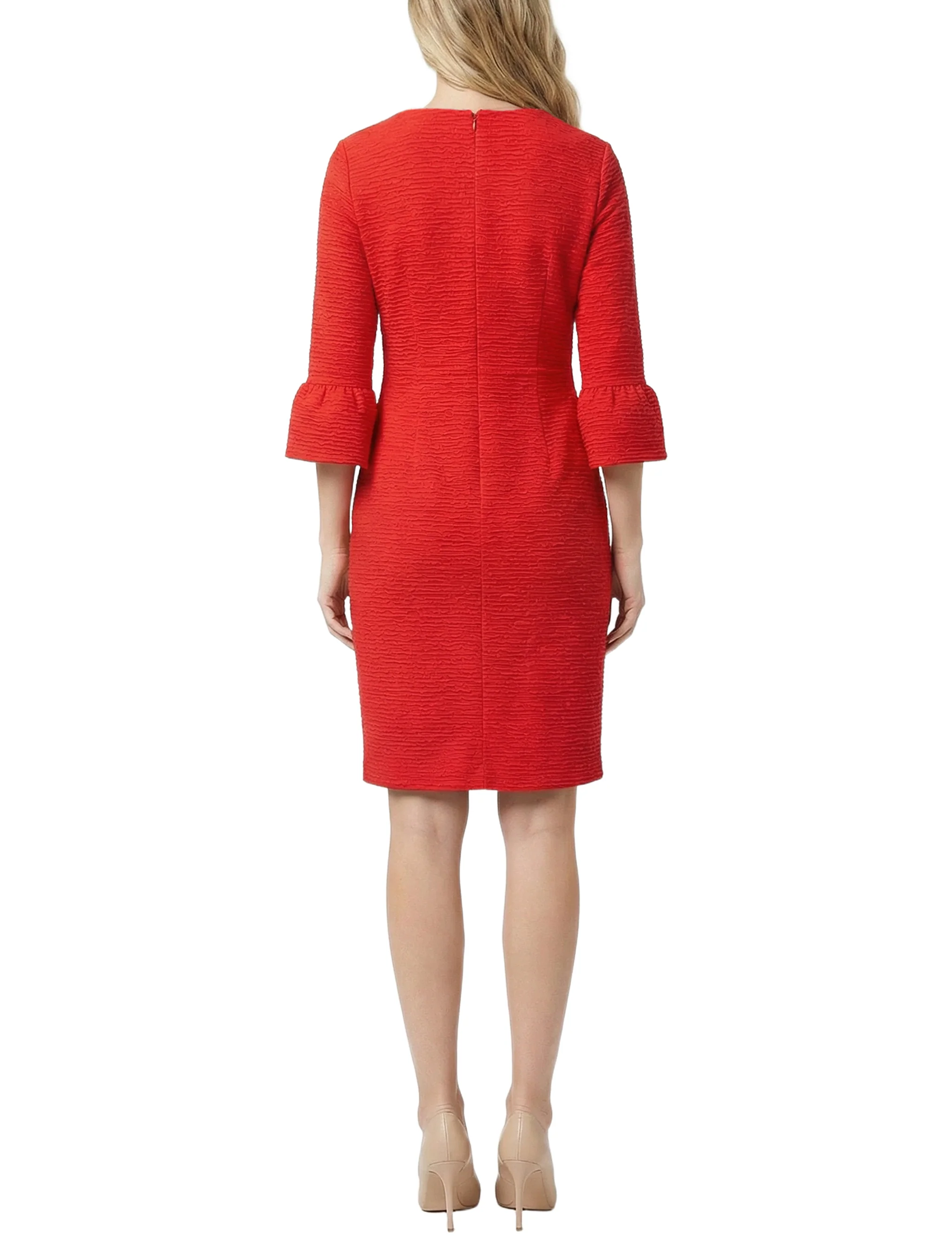 NY Collection Petite 3/4 Sleeve Pearl Detail Dress - Image 4