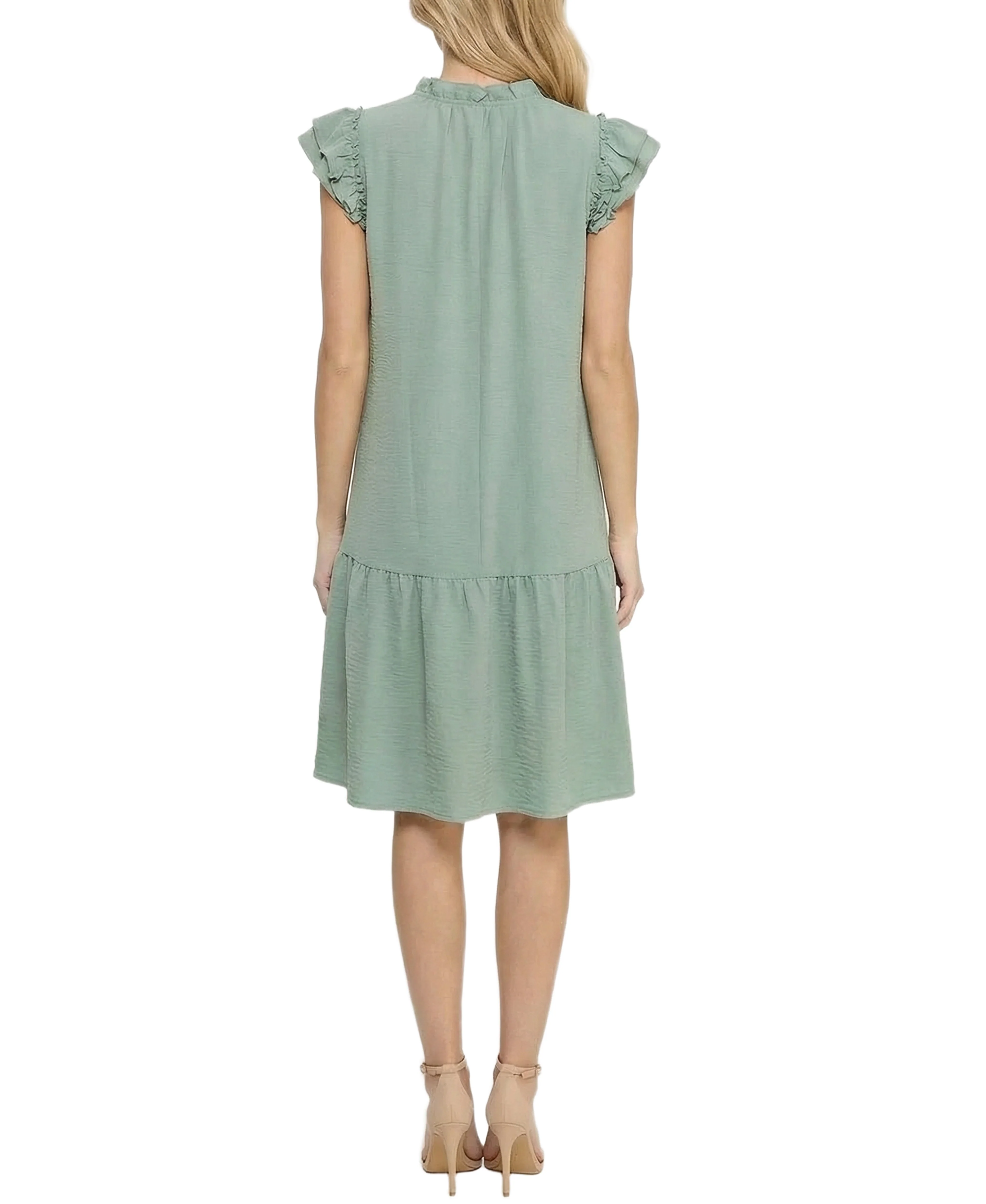NY Collection Petite Flutter Sleeve Flounced Dress - Image 8