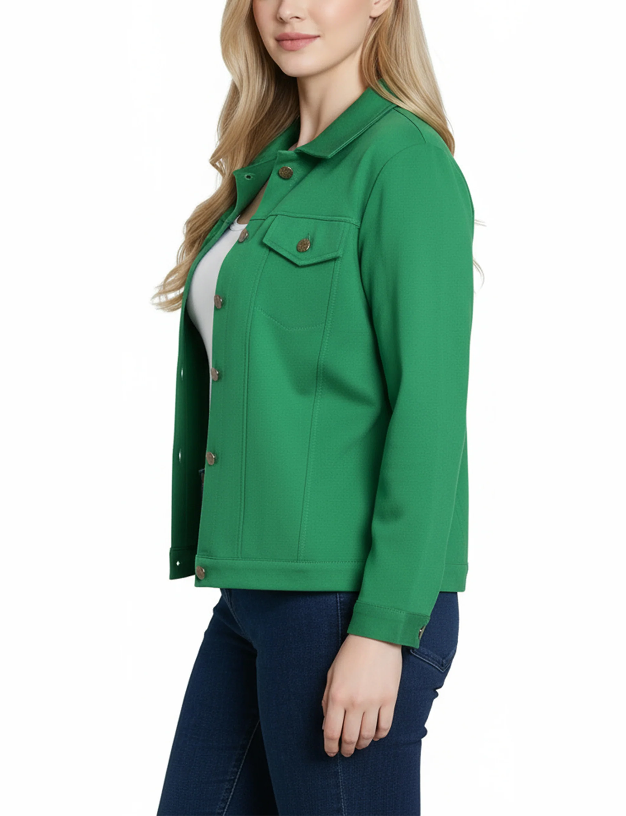 NY Collection Petite Long Sleeve Ponte Cropped Jacket - Image 15