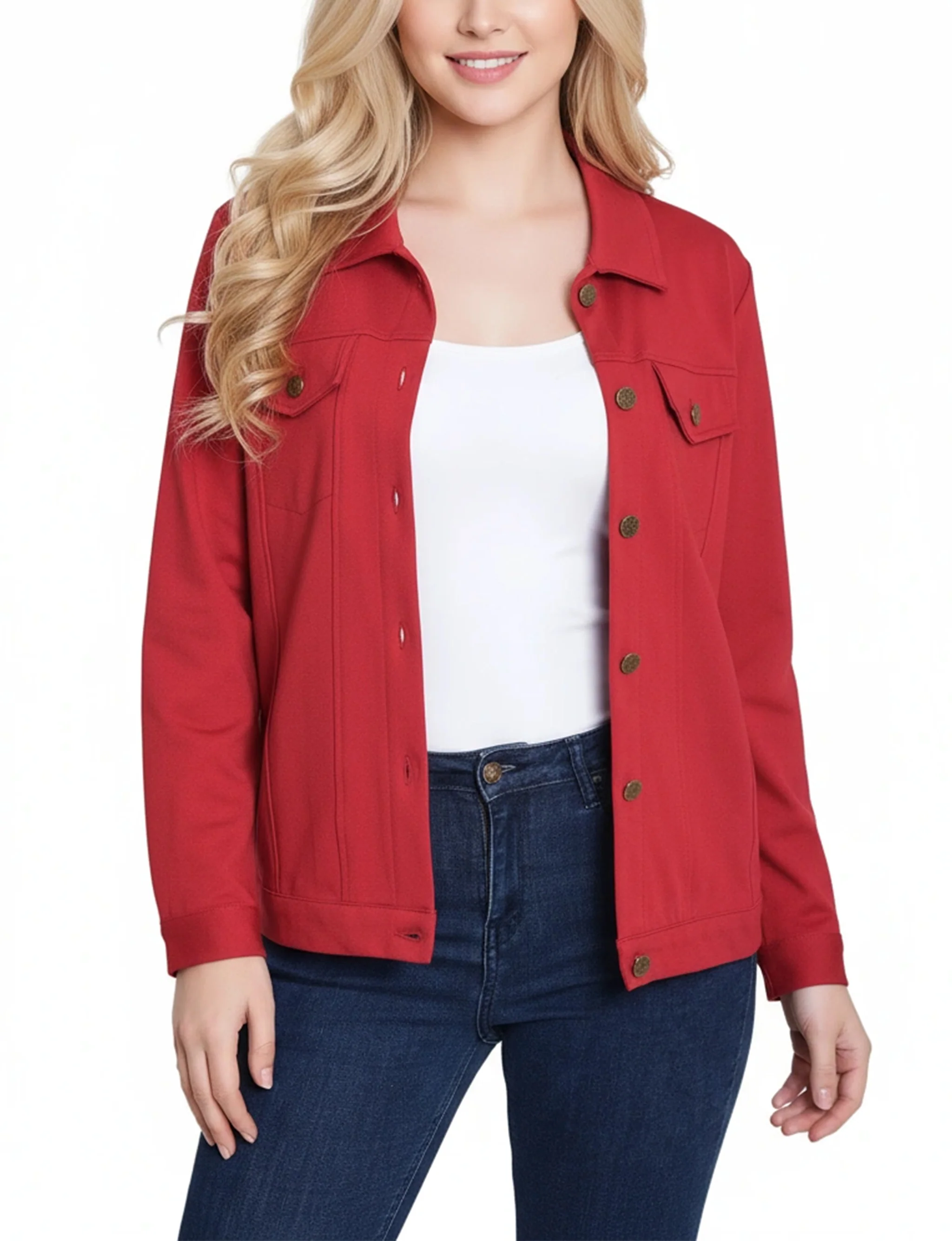 NY Collection Petite Long Sleeve Ponte Cropped Jacket - Image 17