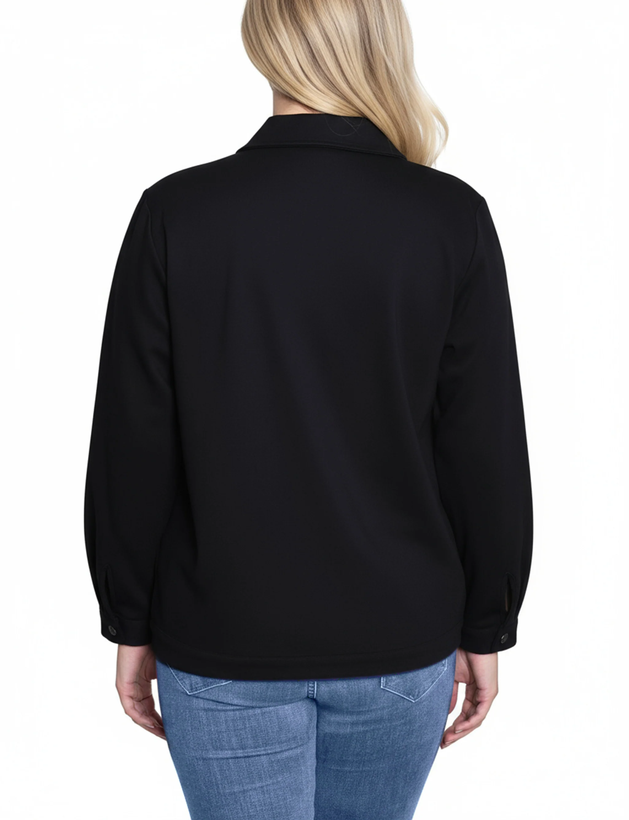 NY Collection Petite Long Sleeve Ponte Cropped Jacket - Image 4