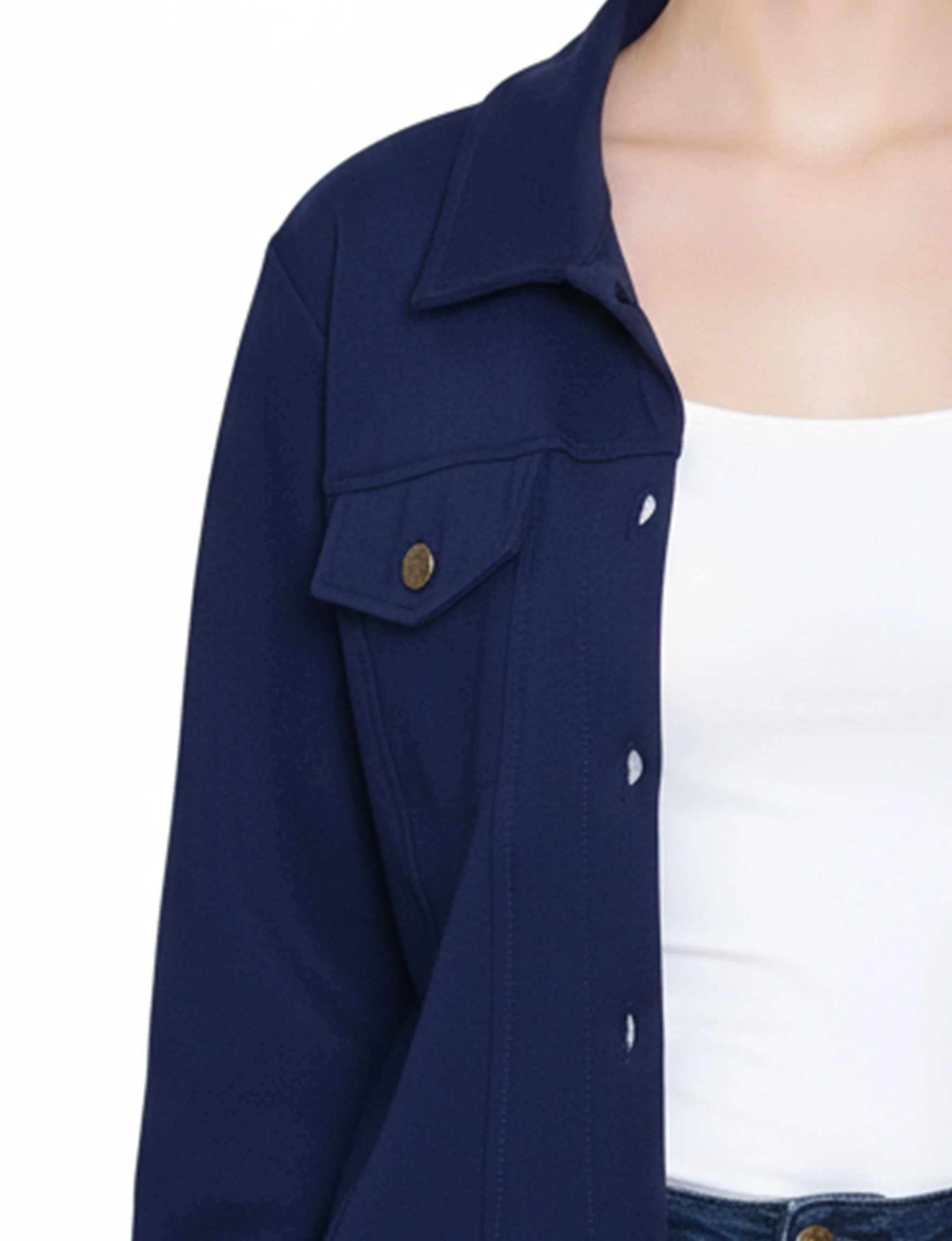 NY Collection Petite Long Sleeve Ponte Cropped Jacket - Image 6