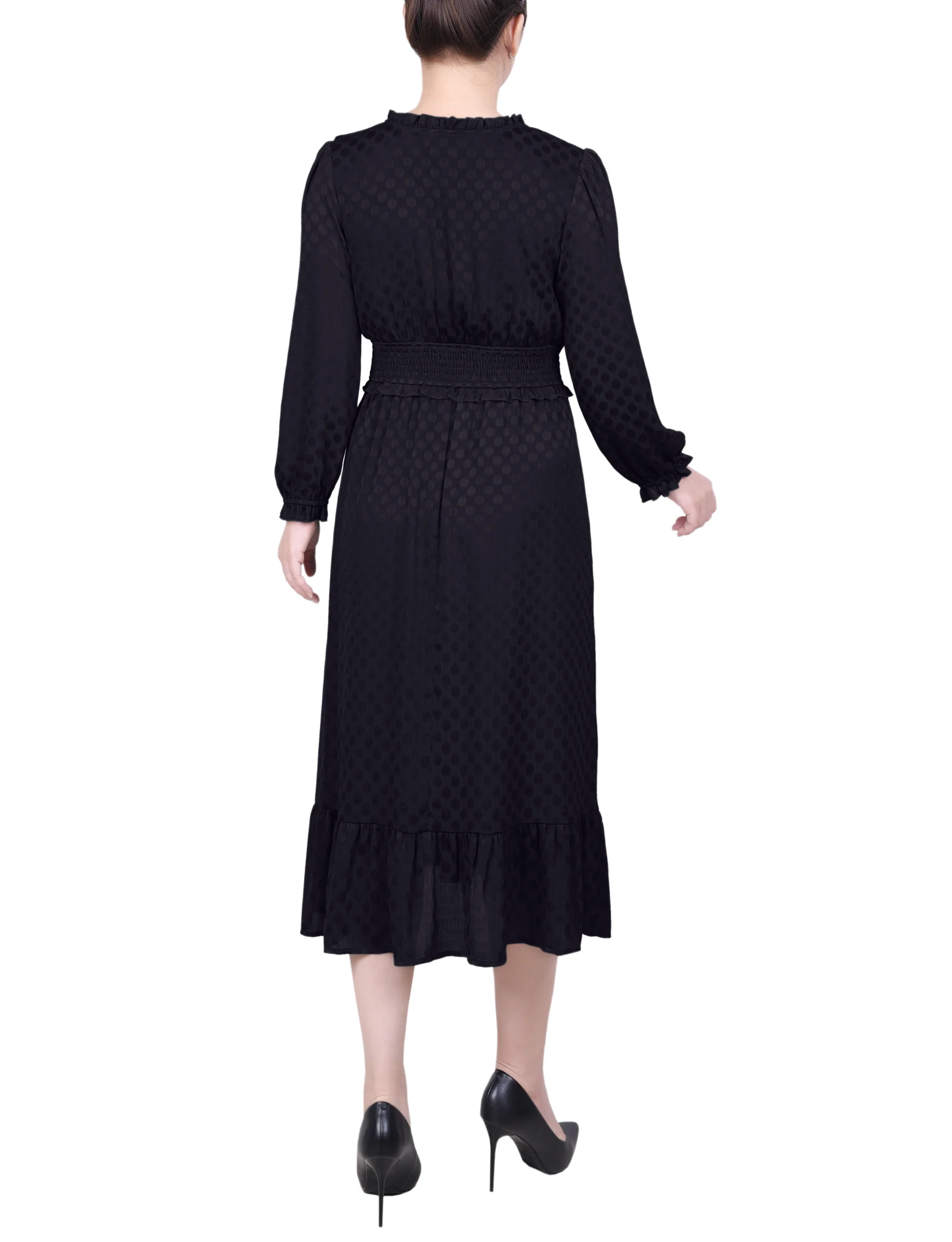 NY Collection Petite Long Sleeve Surplice Neck Dress - Image 4