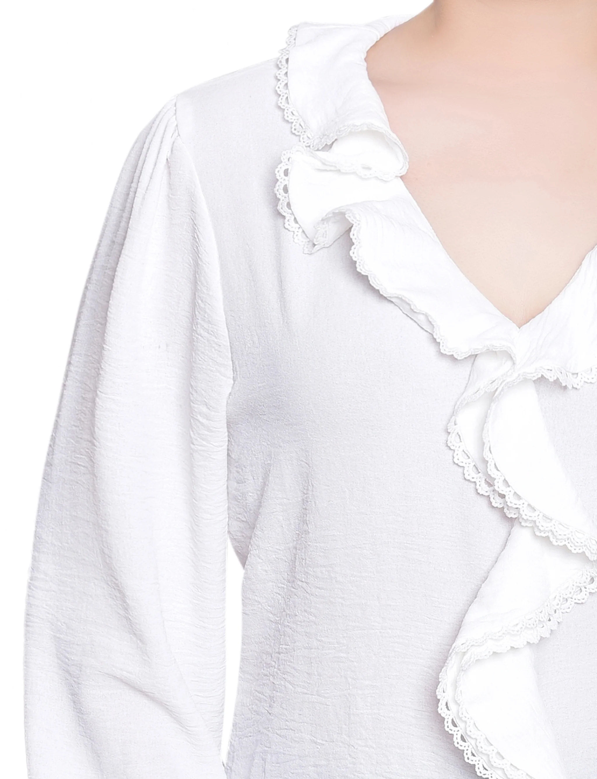 NY Collection Petite Short Sleeve Ruffle Front Blouse - Image 2