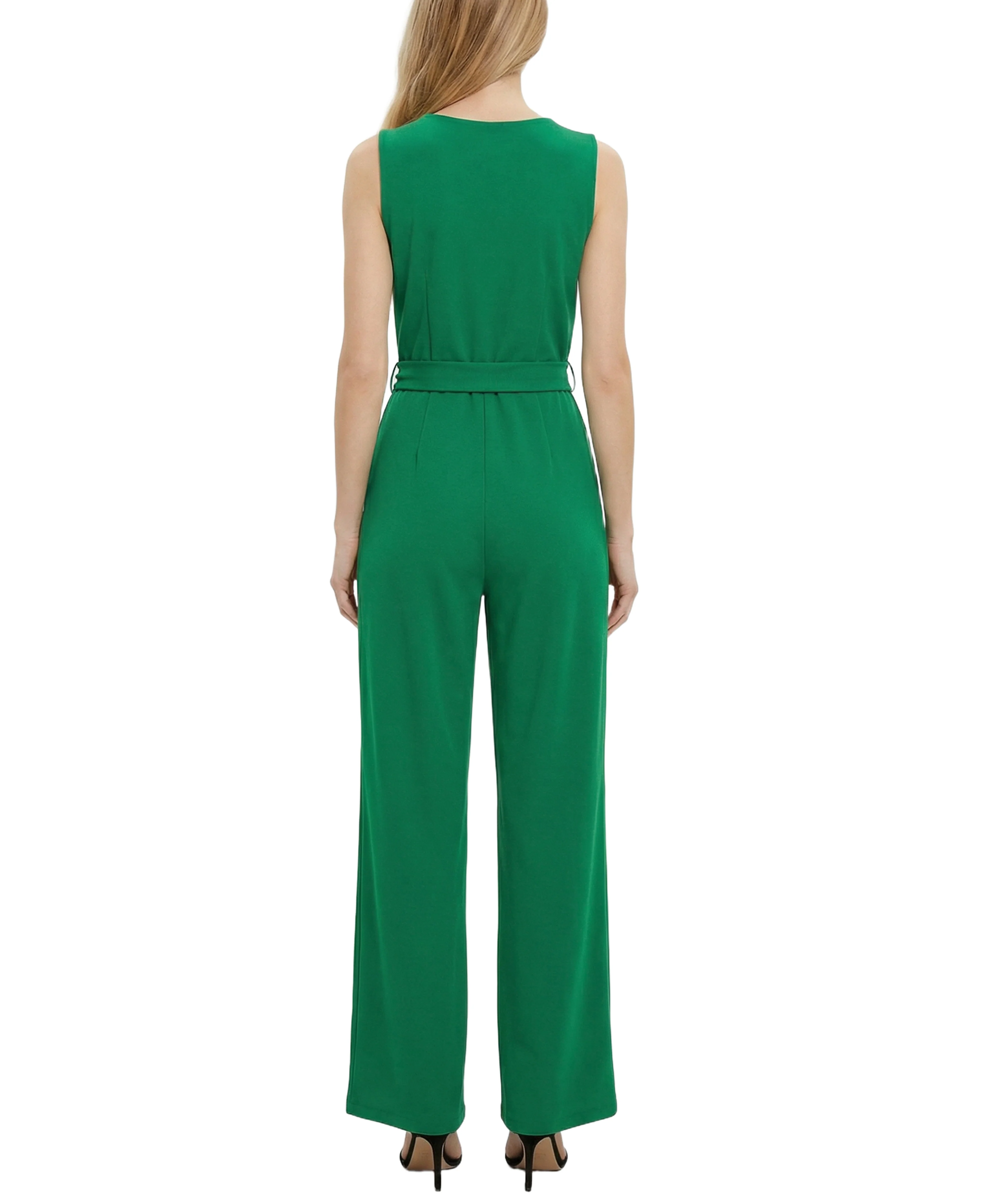 NY Collection Petite Sleeveless Belted Jumpsuit - Image 4