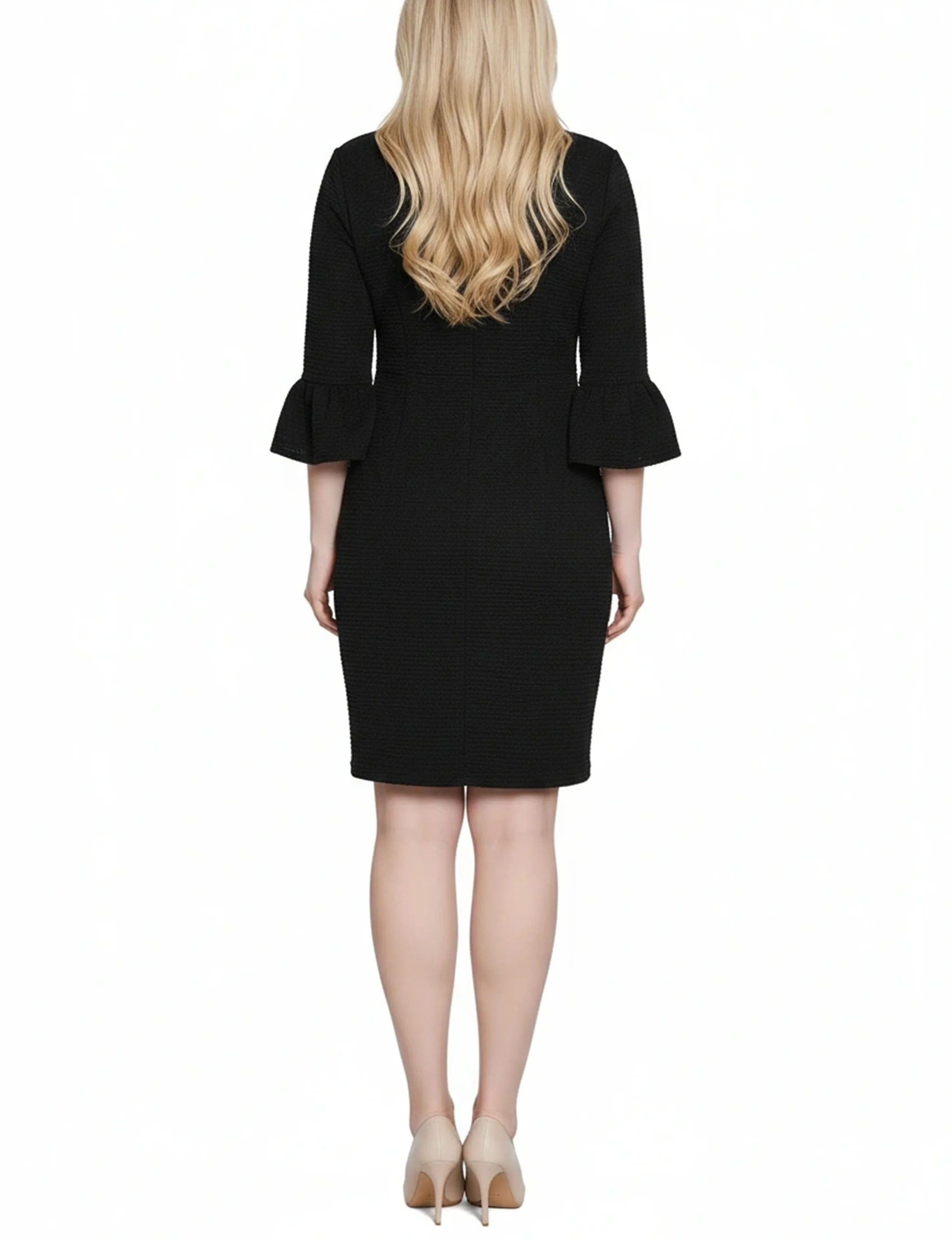 NY Collection Plus Size 3/4 Length Pearl Detail Dress - Image 4