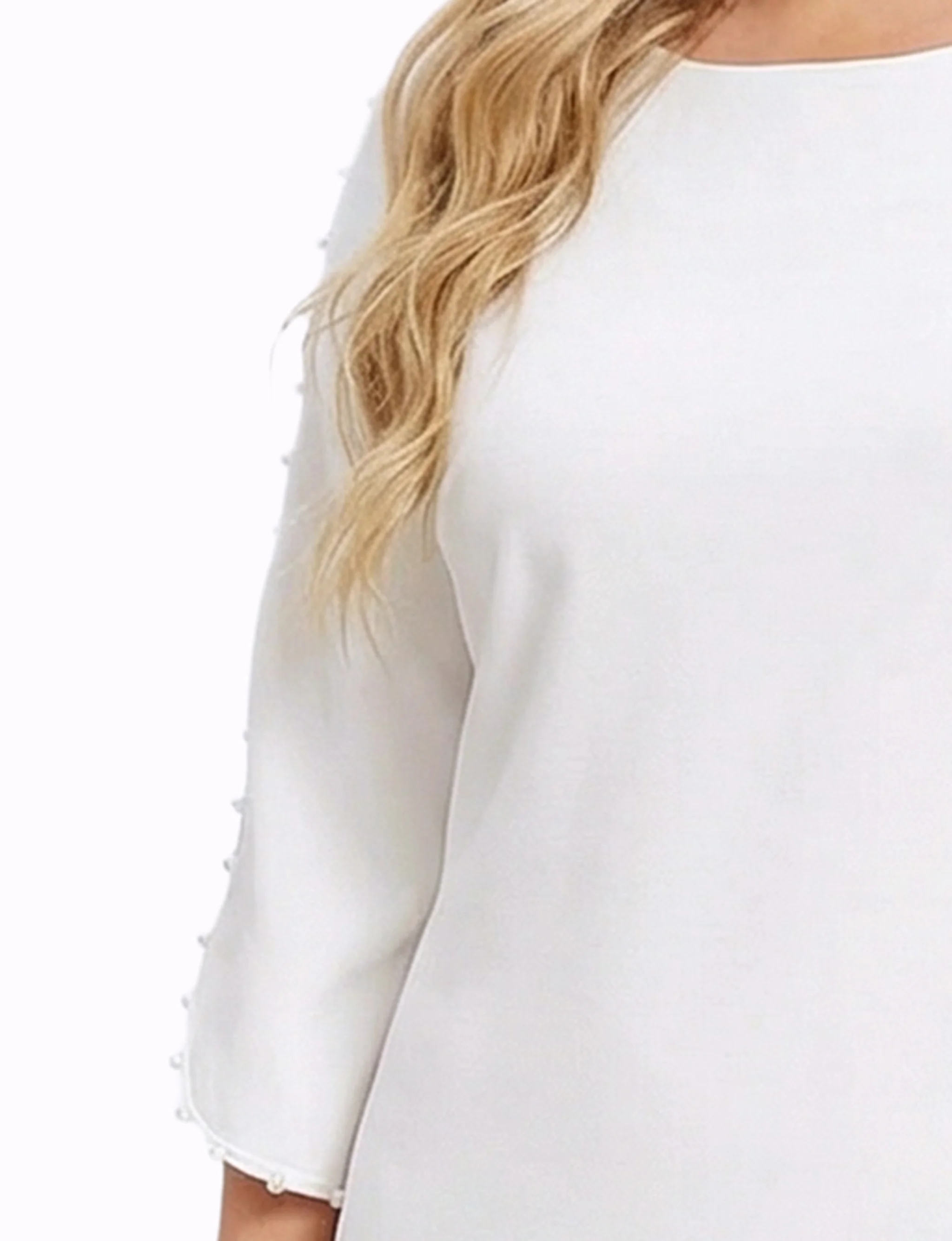 NY Collection Plus Size 3/4 Pearl-Detail Petal Sleeve Dress - Image 18