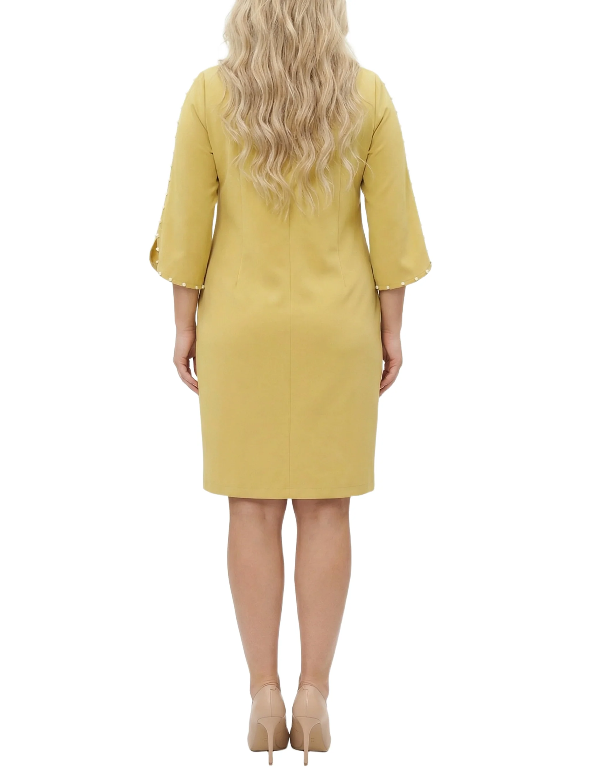NY Collection Plus Size 3/4 Pearl-Detail Petal Sleeve Dress - Image 4