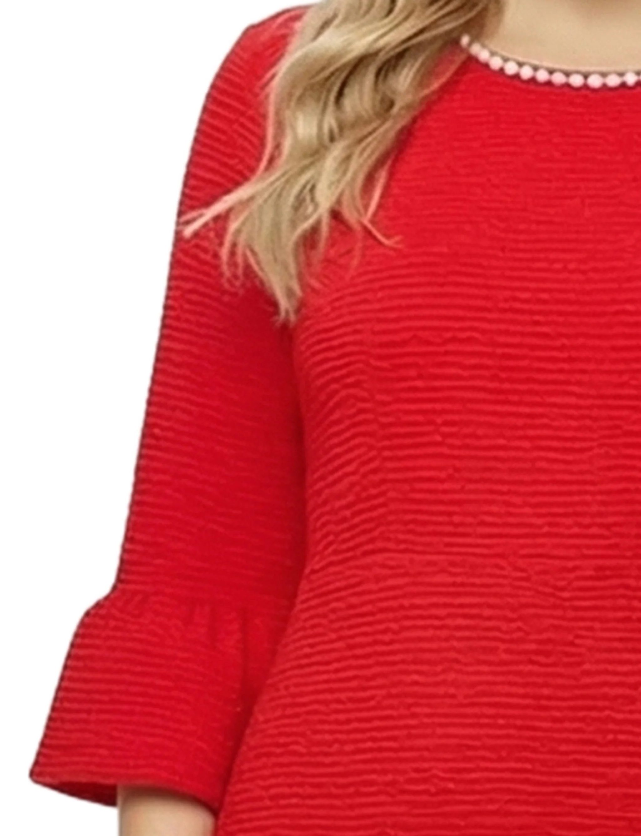 NY Collection Plus Size 3/4 Sleeve Pearl Detail Dress - Image 2